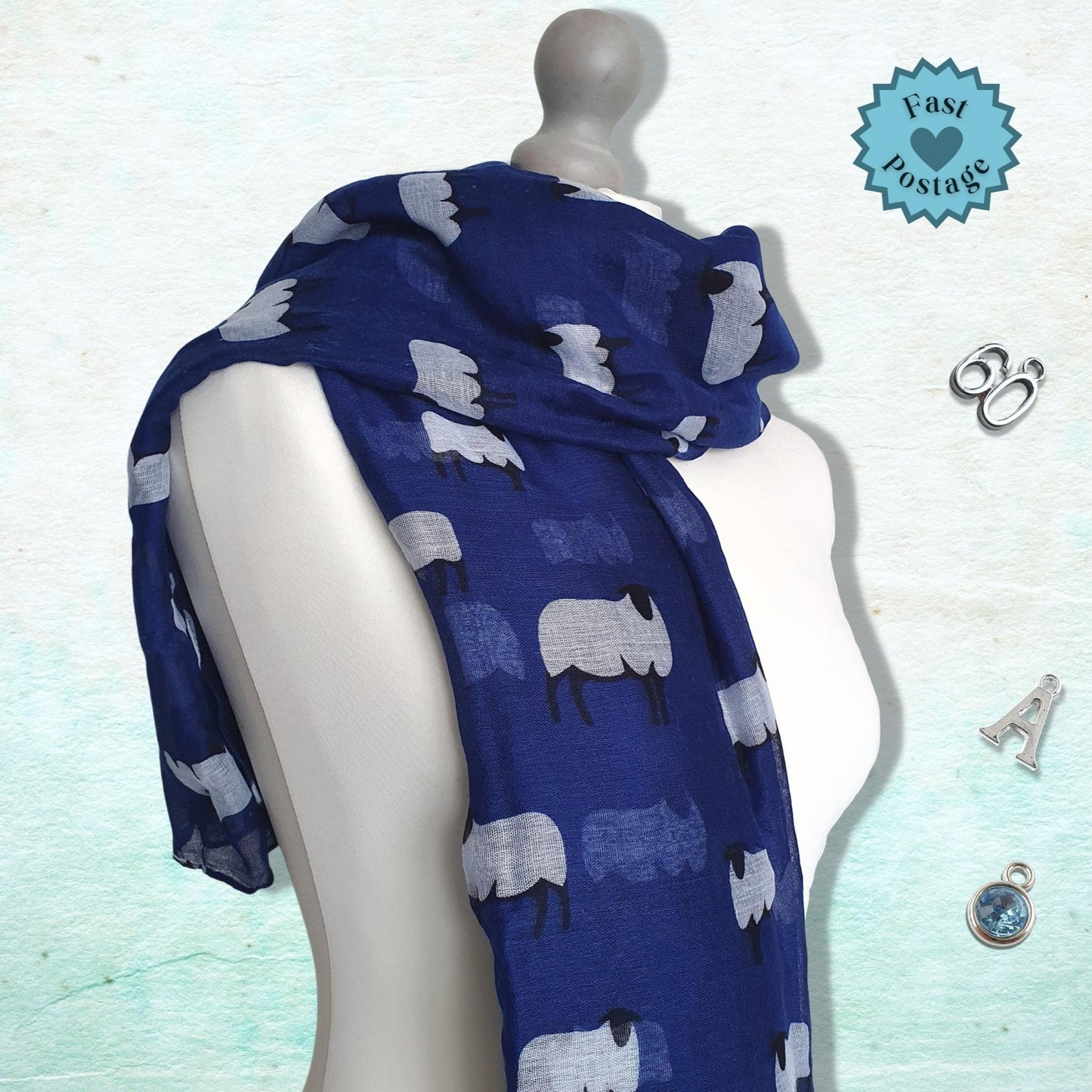 Sheep Scarf - Blue
