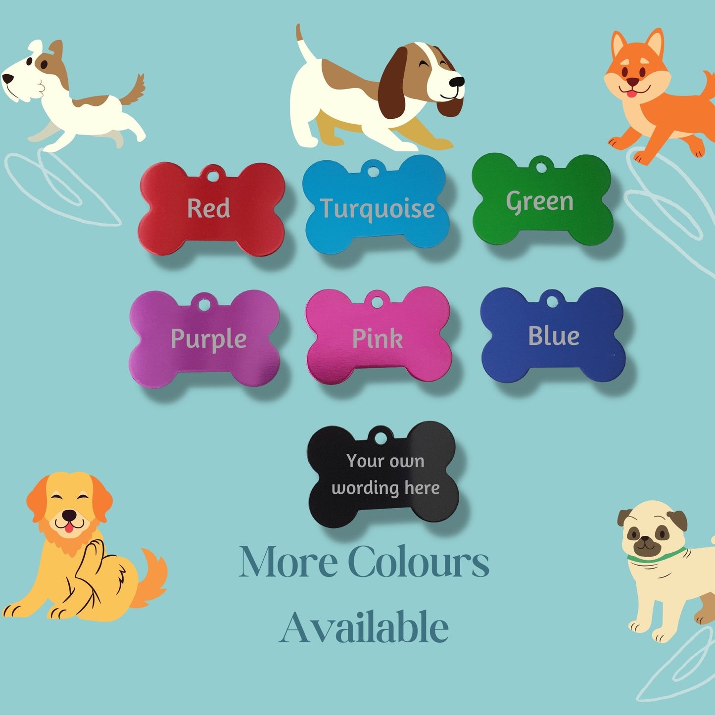 Engraved Bone Shaped Dog ID Tag - Space Theme