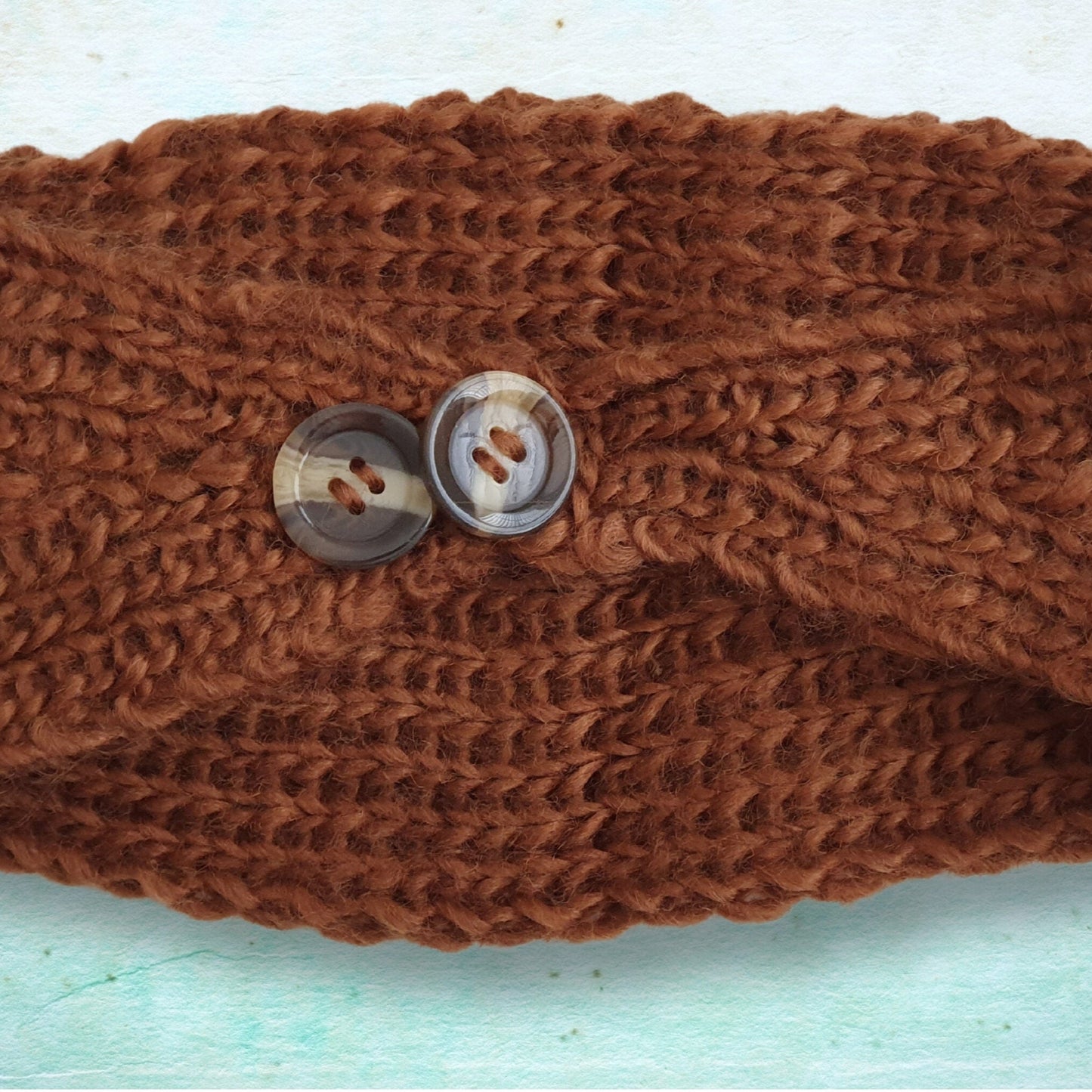 Knitted Flower Headband - Brown