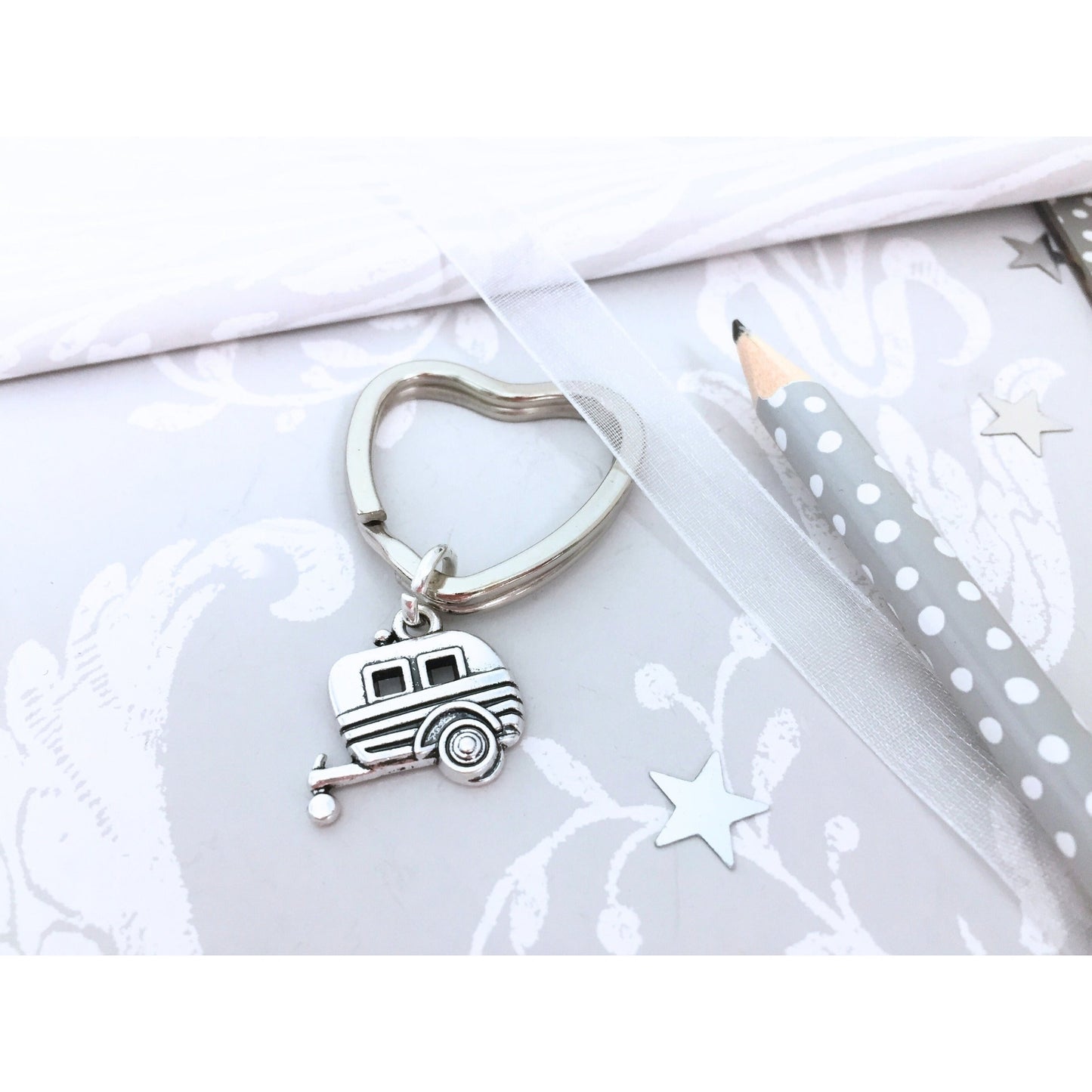 Caravan Keyring - Silver