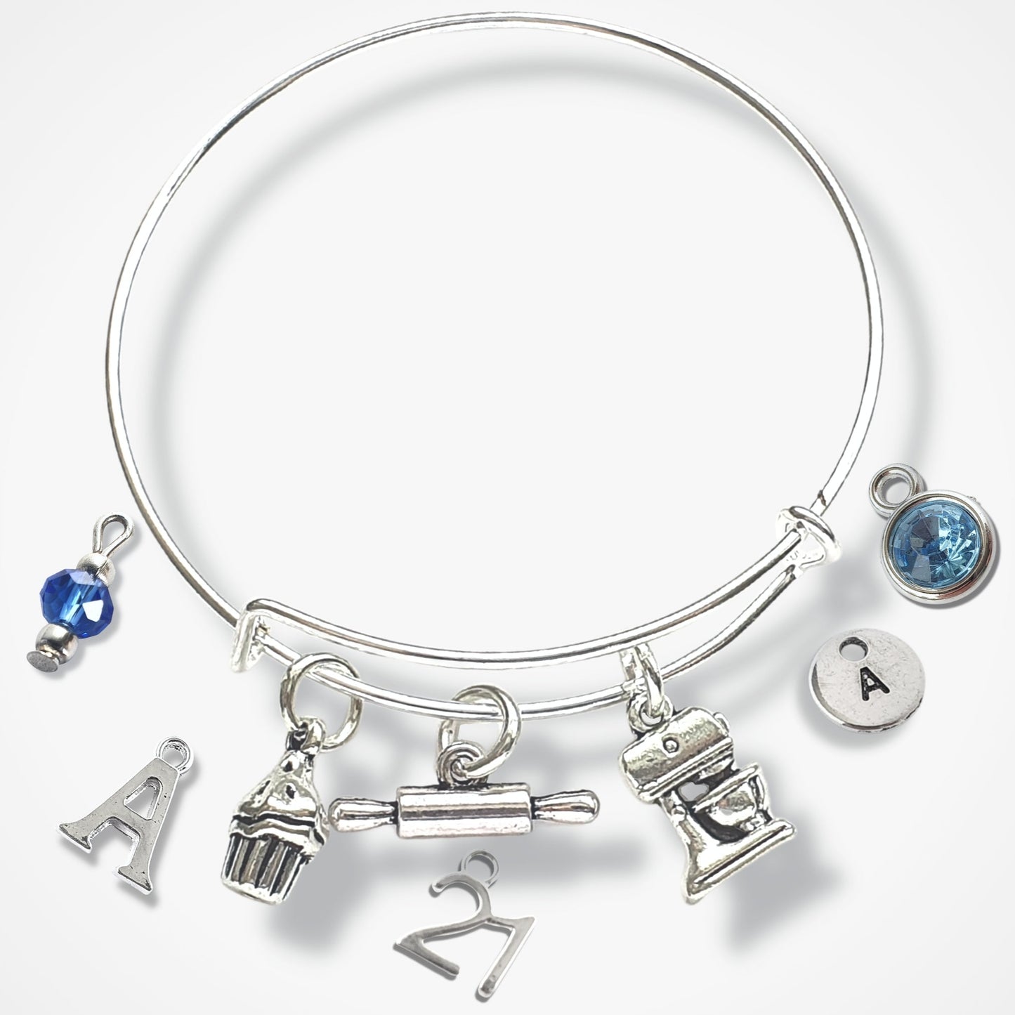 Baking Charm Bangle - Silver