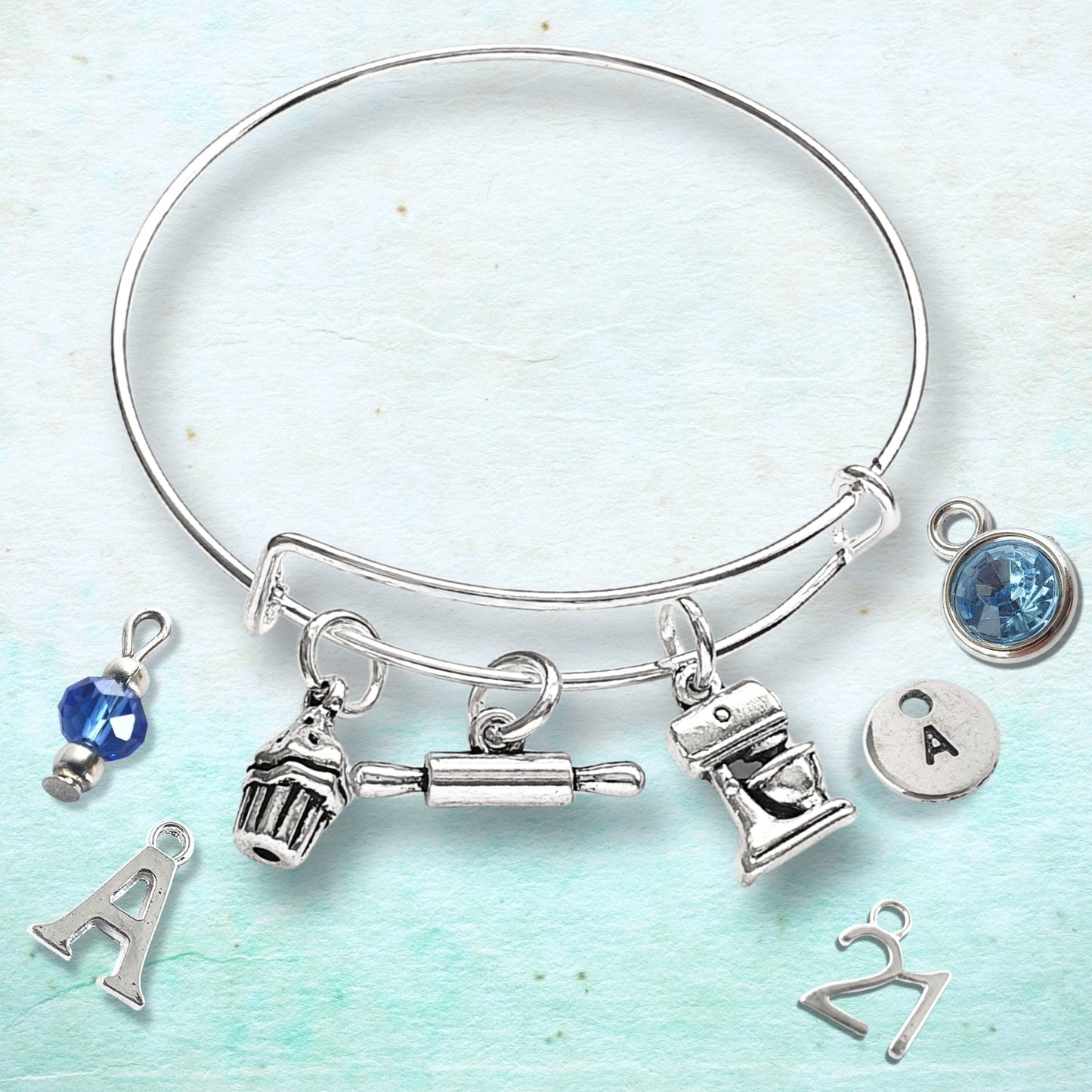 Baking Charm Bangle - Silver