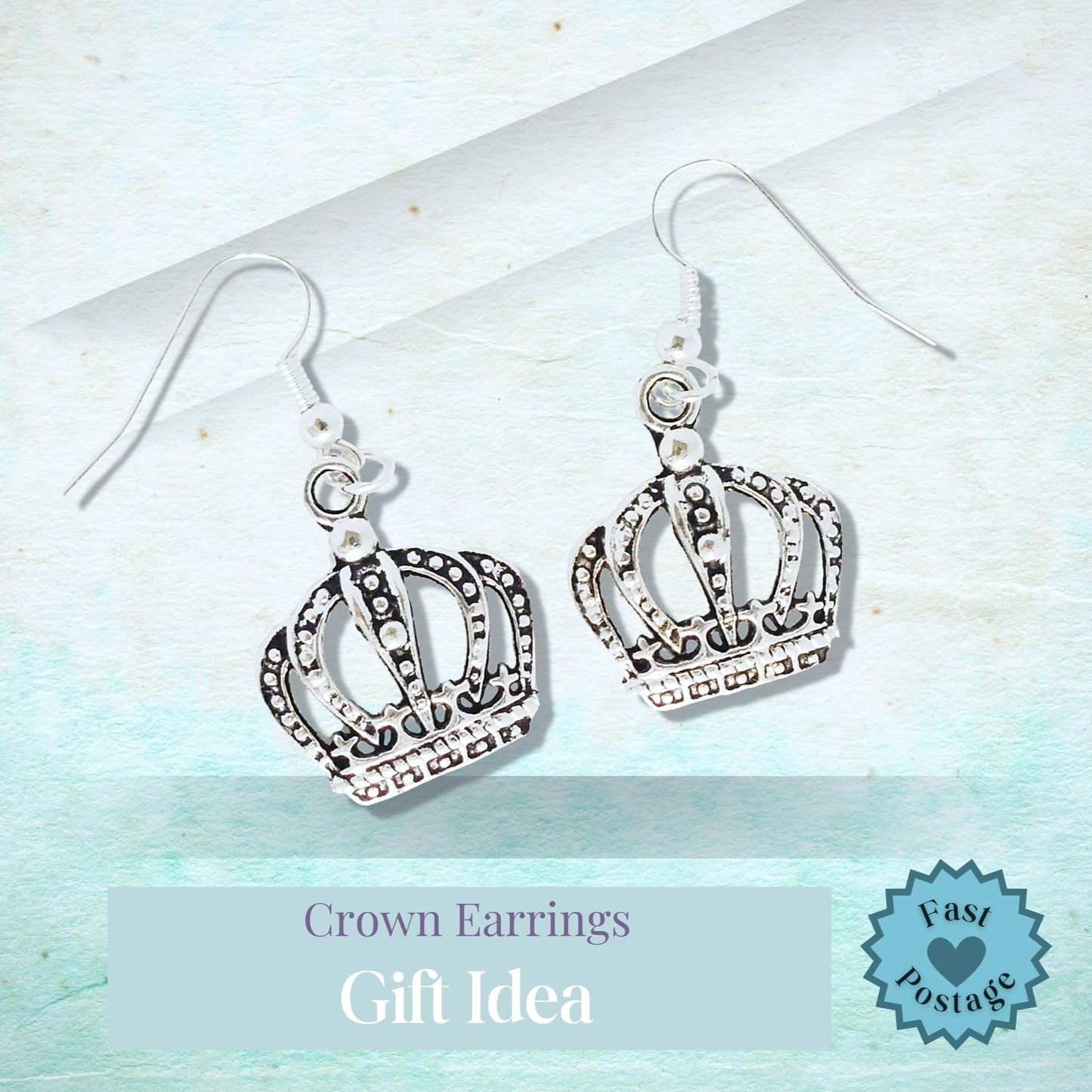 Crown Earrings - Silver