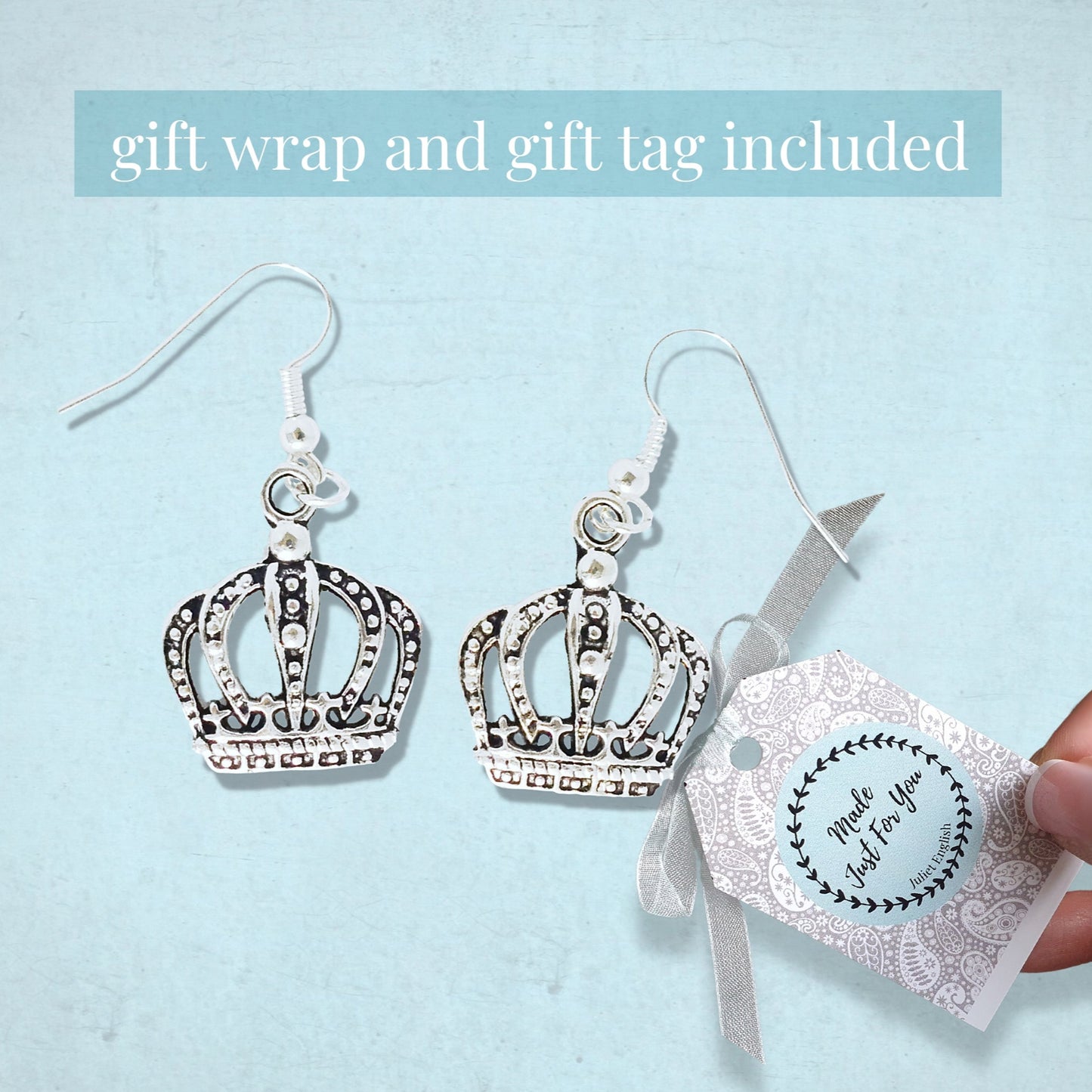 Crown Earrings - Silver