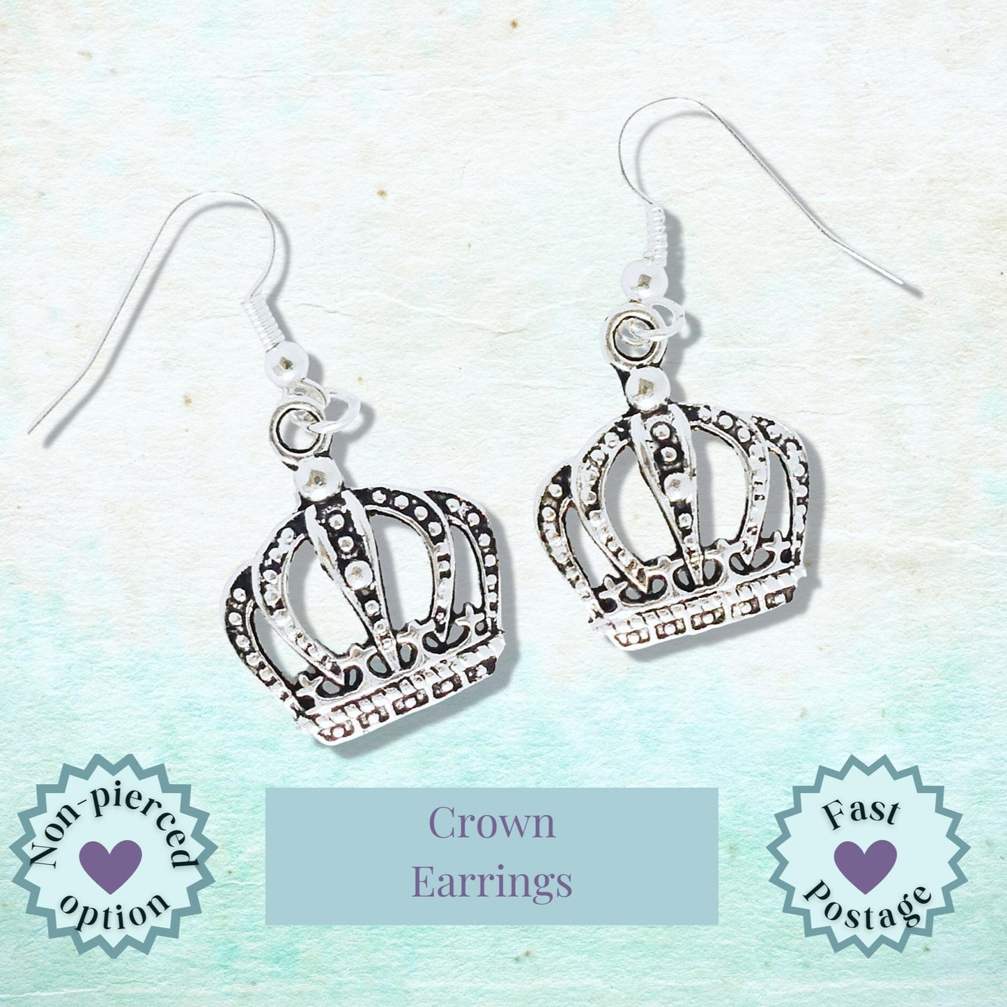 Crown Earrings - Silver