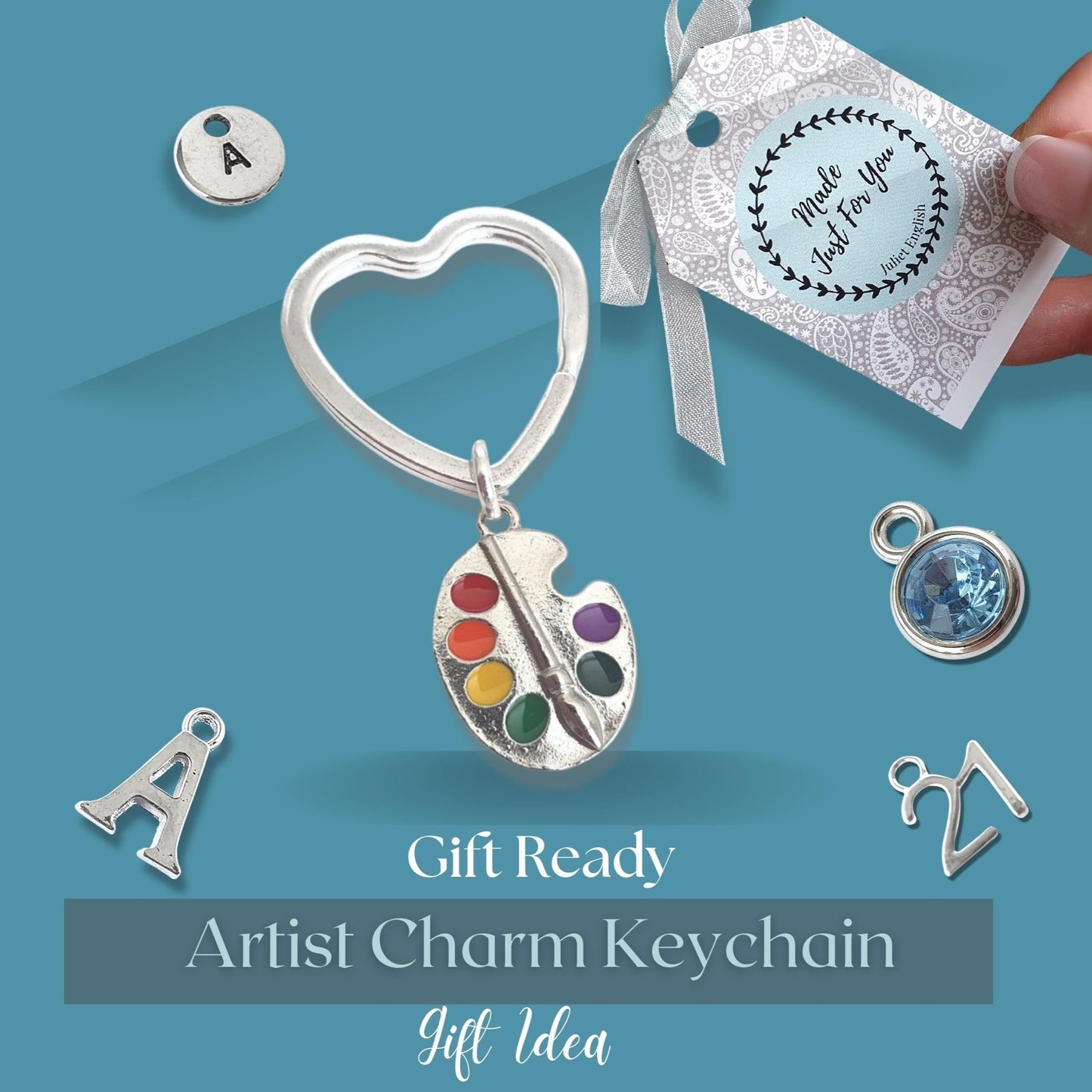 Heart Shaped Art Palette Keyring - Giff for Artist