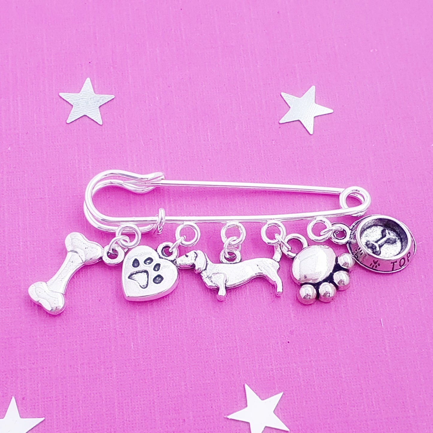 Dachshund Dog Brooch - Silver