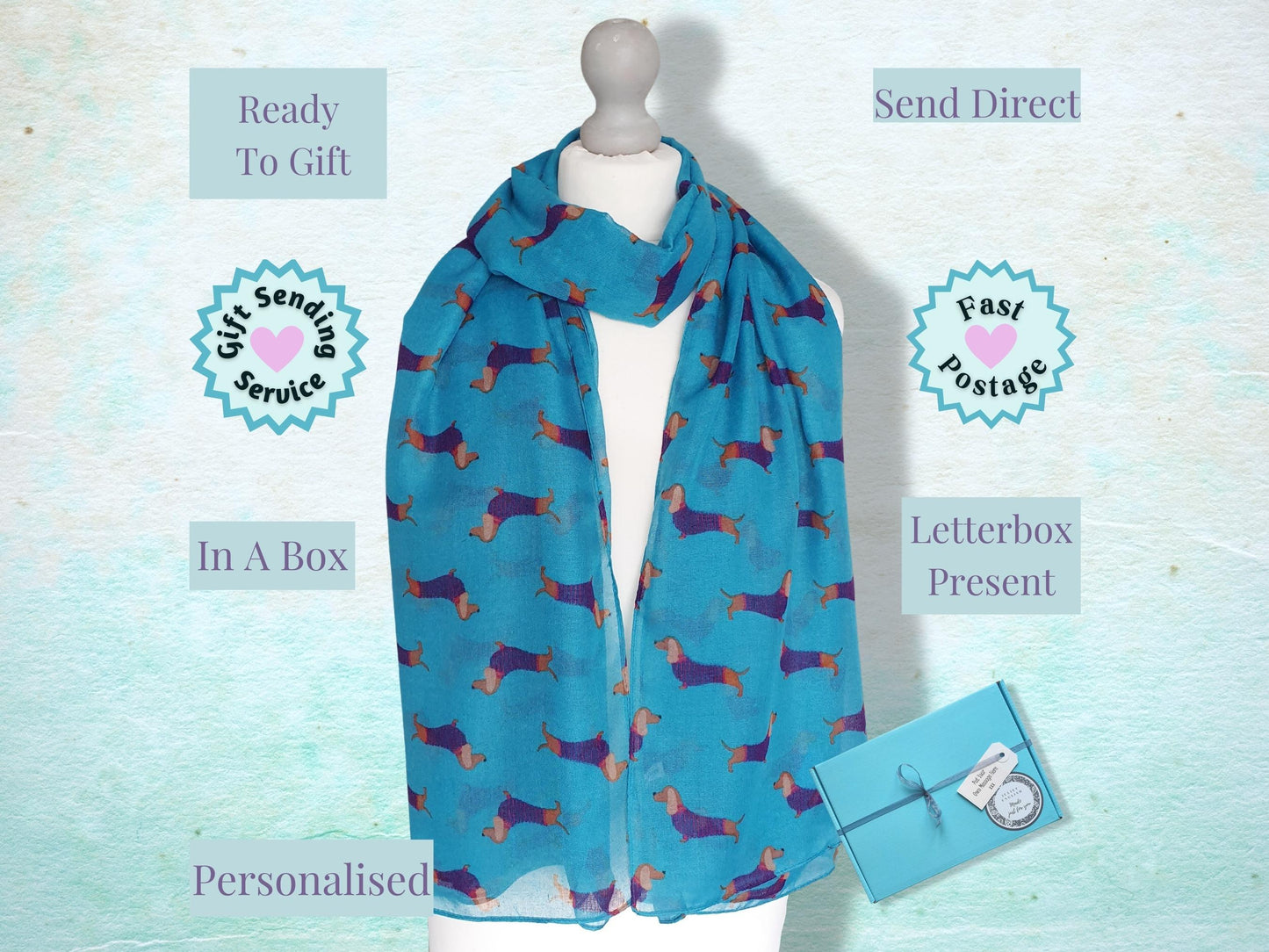 Dachshund Scarf - Turquoise