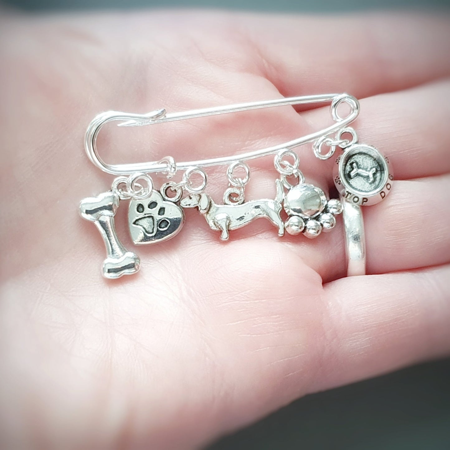 Dachshund Dog Brooch - Silver