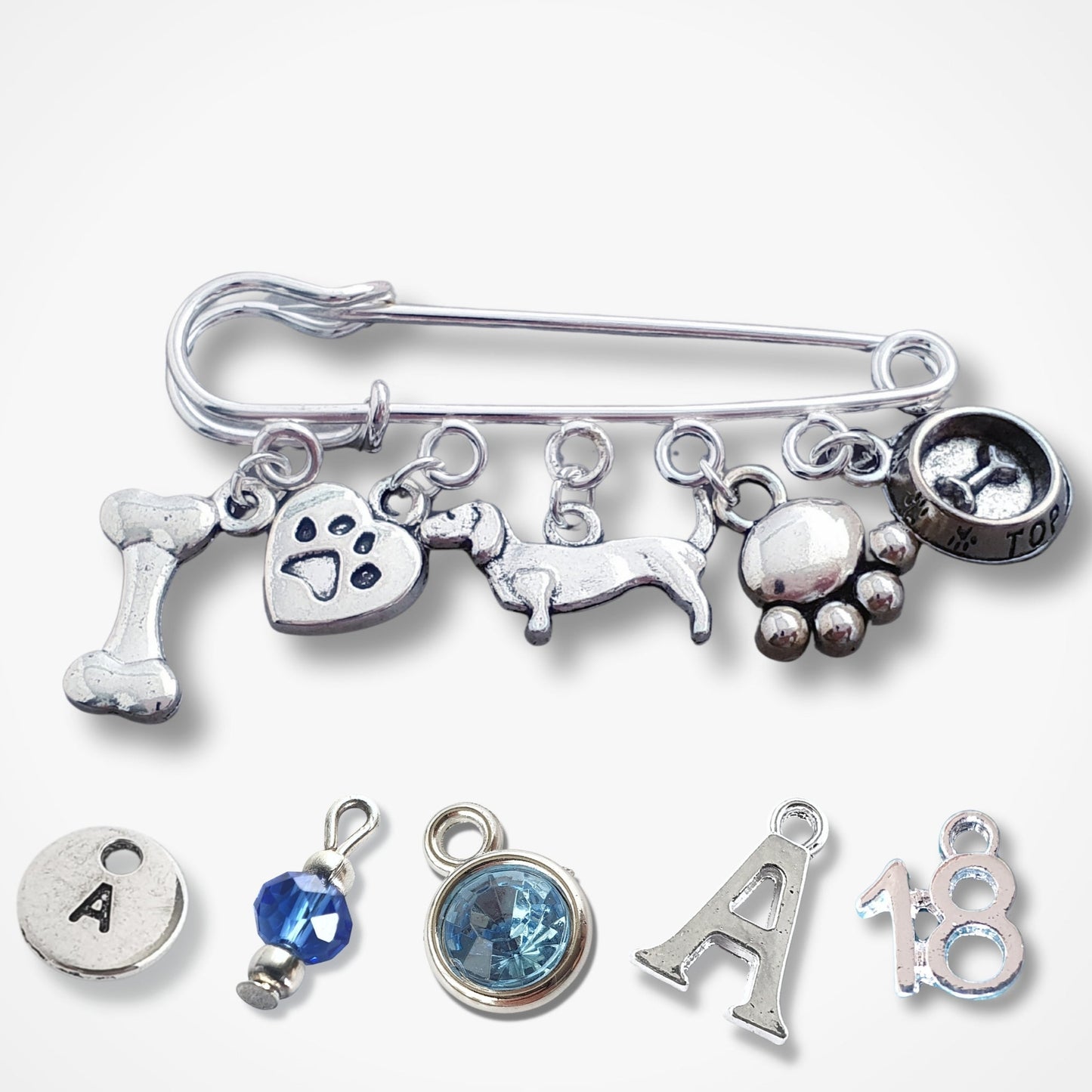 Dachshund Dog Brooch - Silver