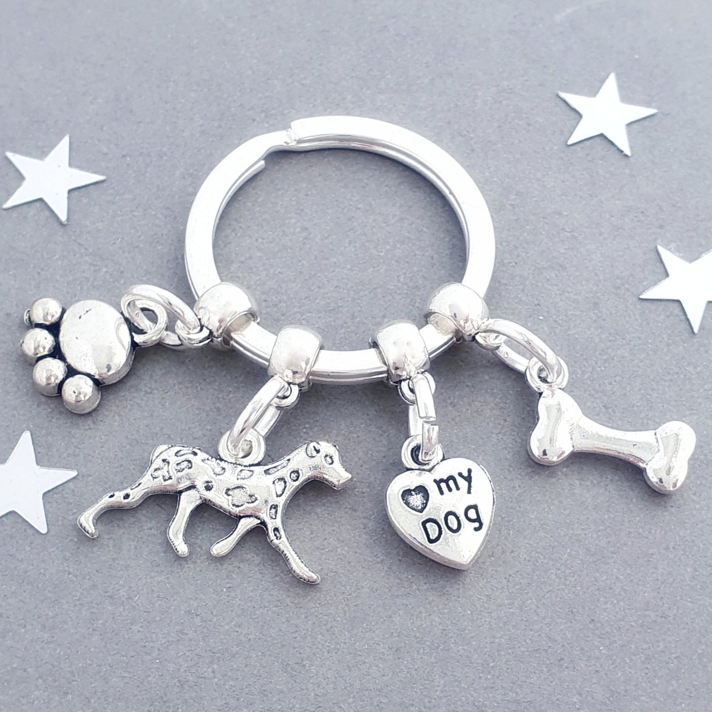 Dalmatian Keyring - Silver