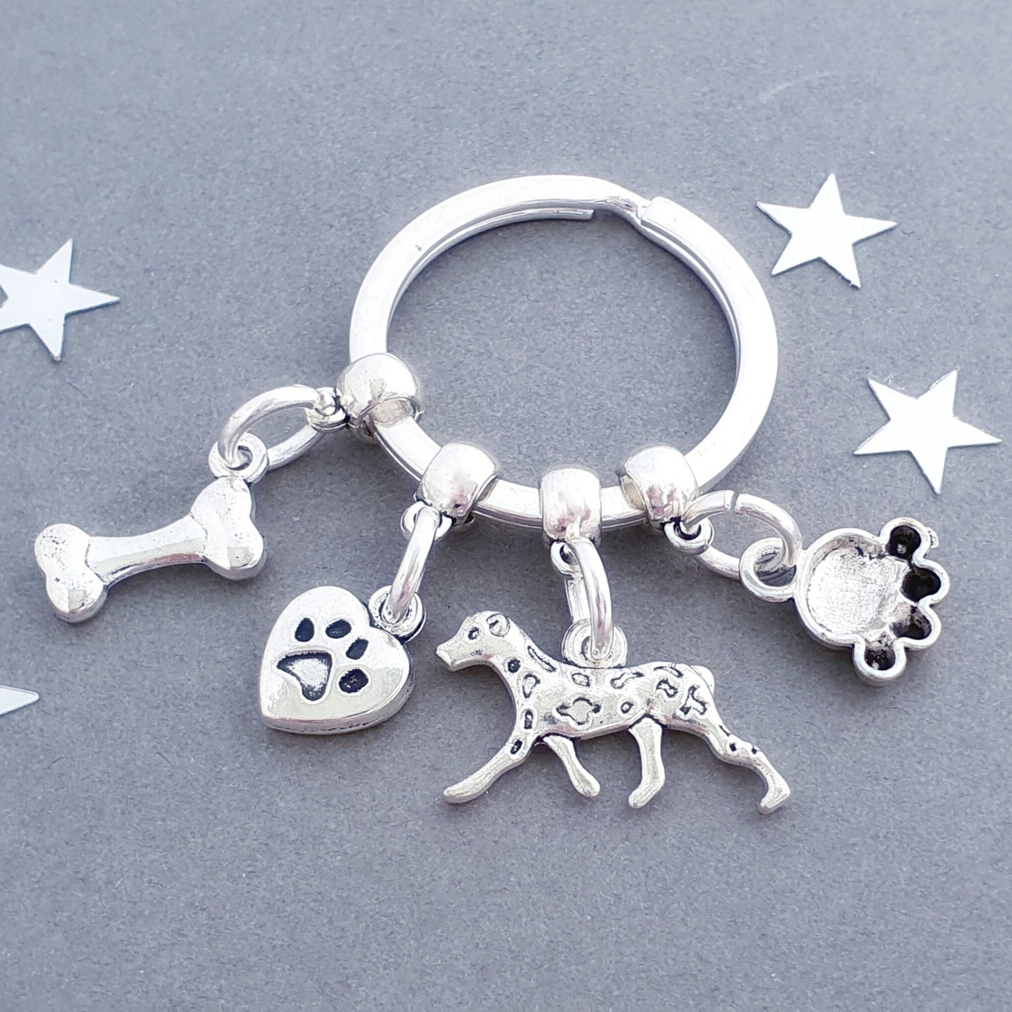 Dalmatian Keyring - Silver