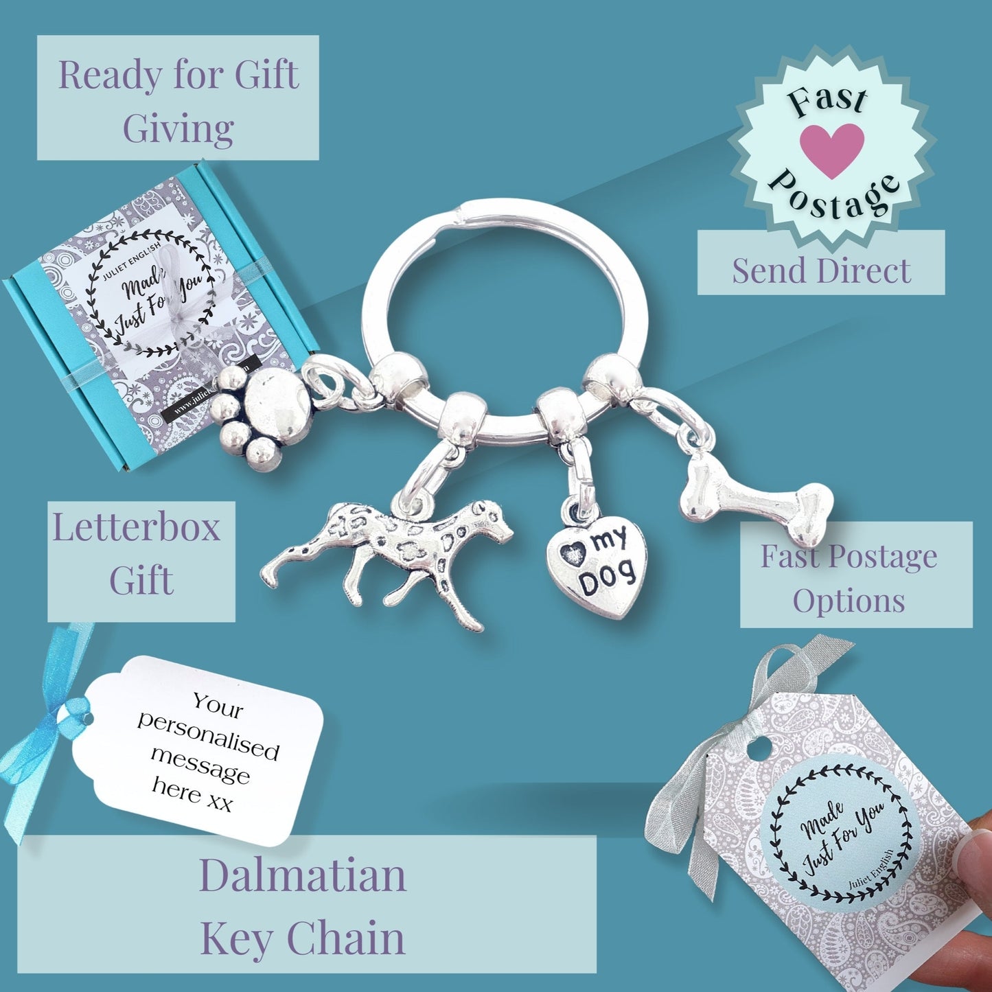 Dalmatian Keyring - Silver