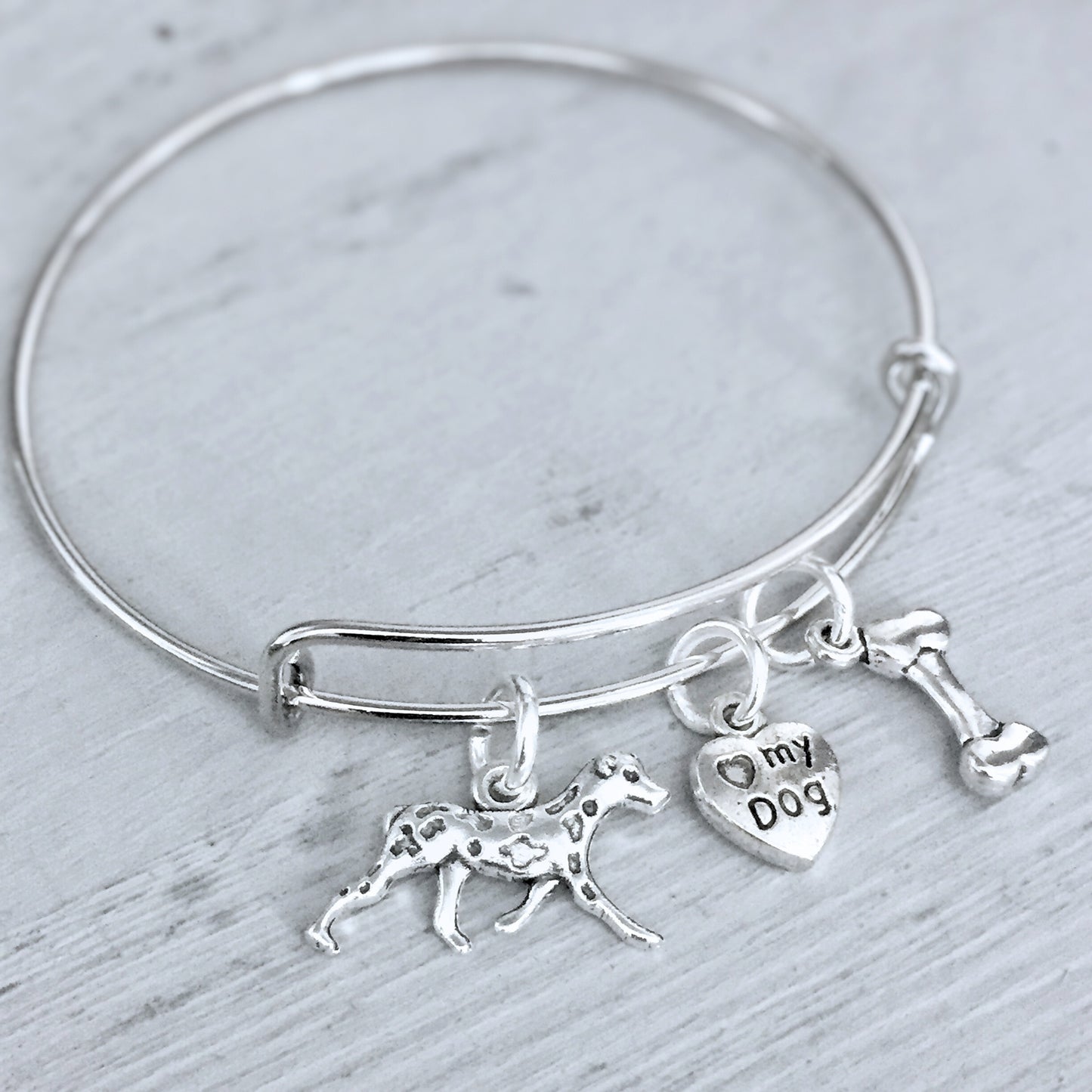 Dalmatian Dog Bangle - Silver