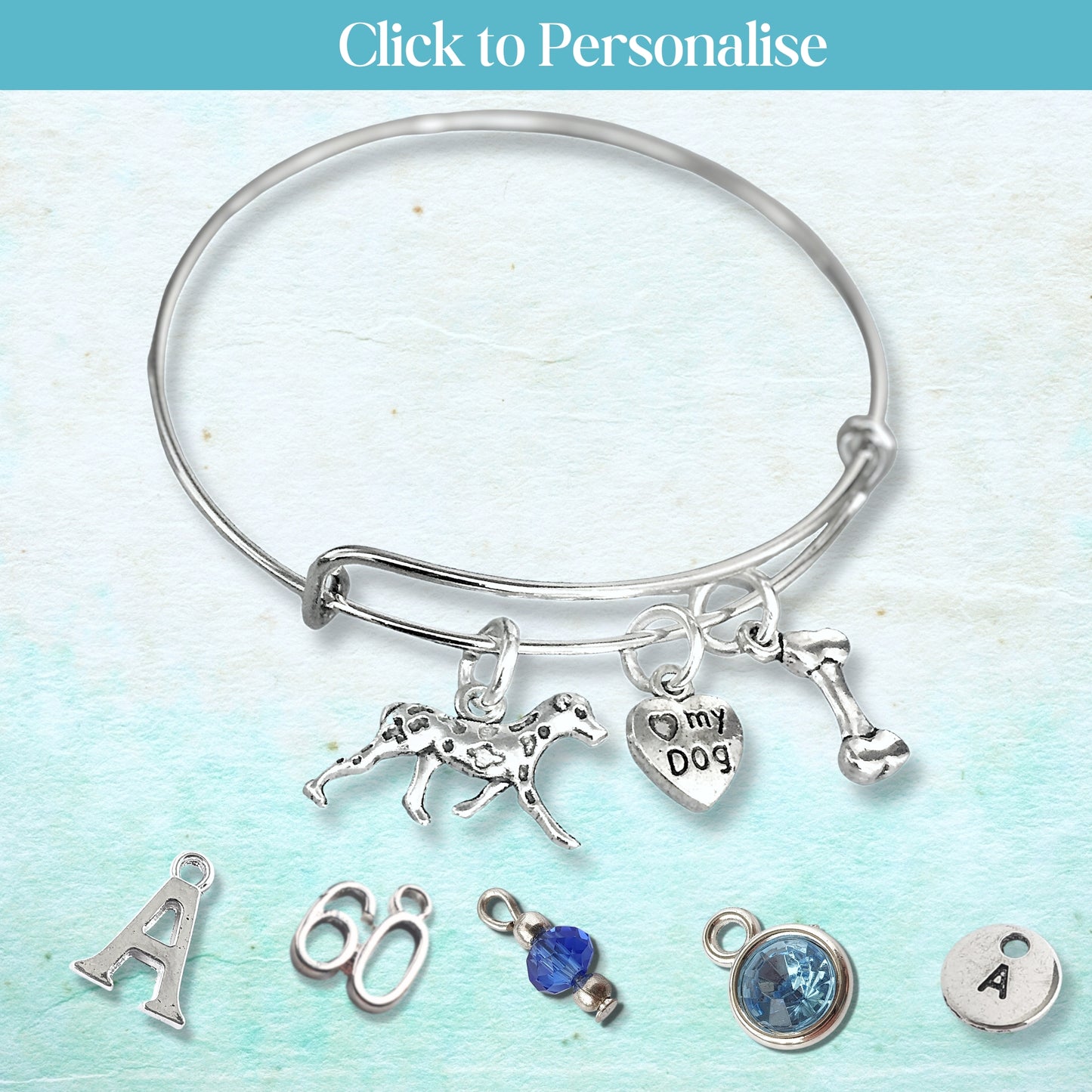 Dalmatian Dog Bangle - Silver