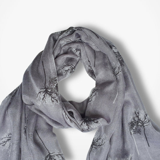 Delicate Trees Scarf - Grey