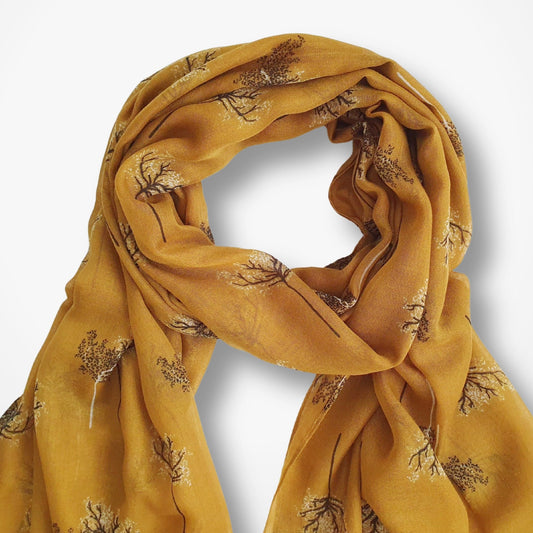 Delicate Trees Scarf - Mustard Yellow