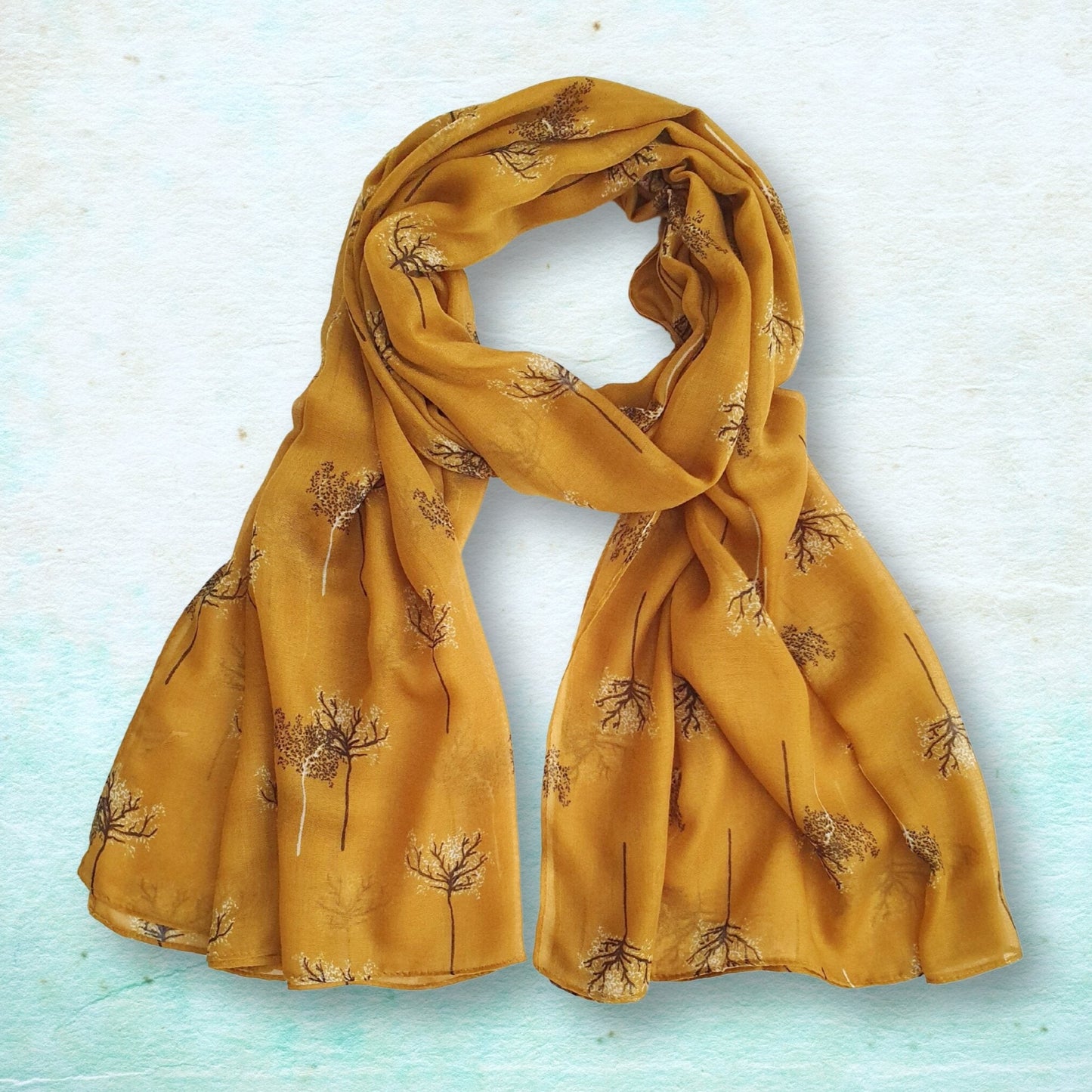 Delicate Trees Scarf - Mustard Yellow