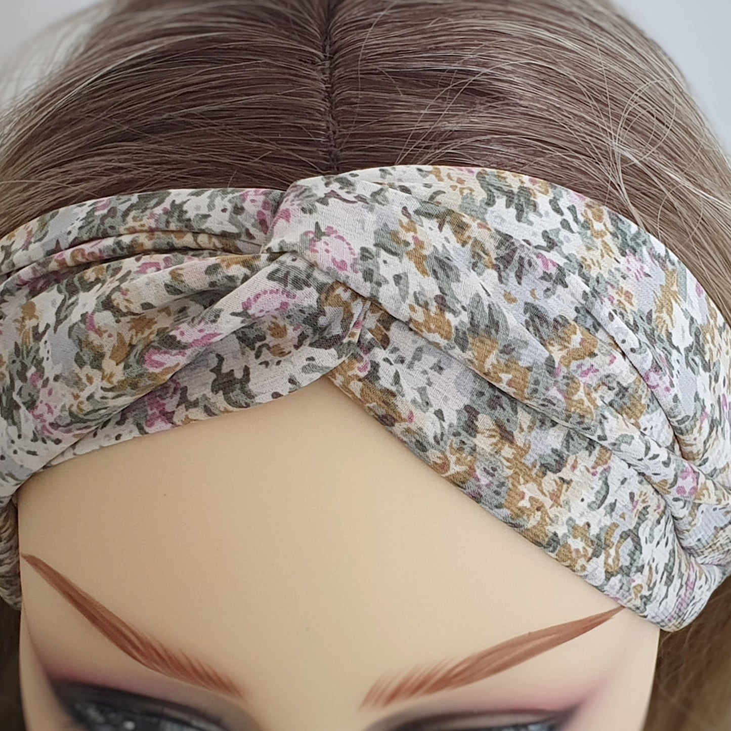 Ditsy Floral Twist Knot Headband ~ Greens