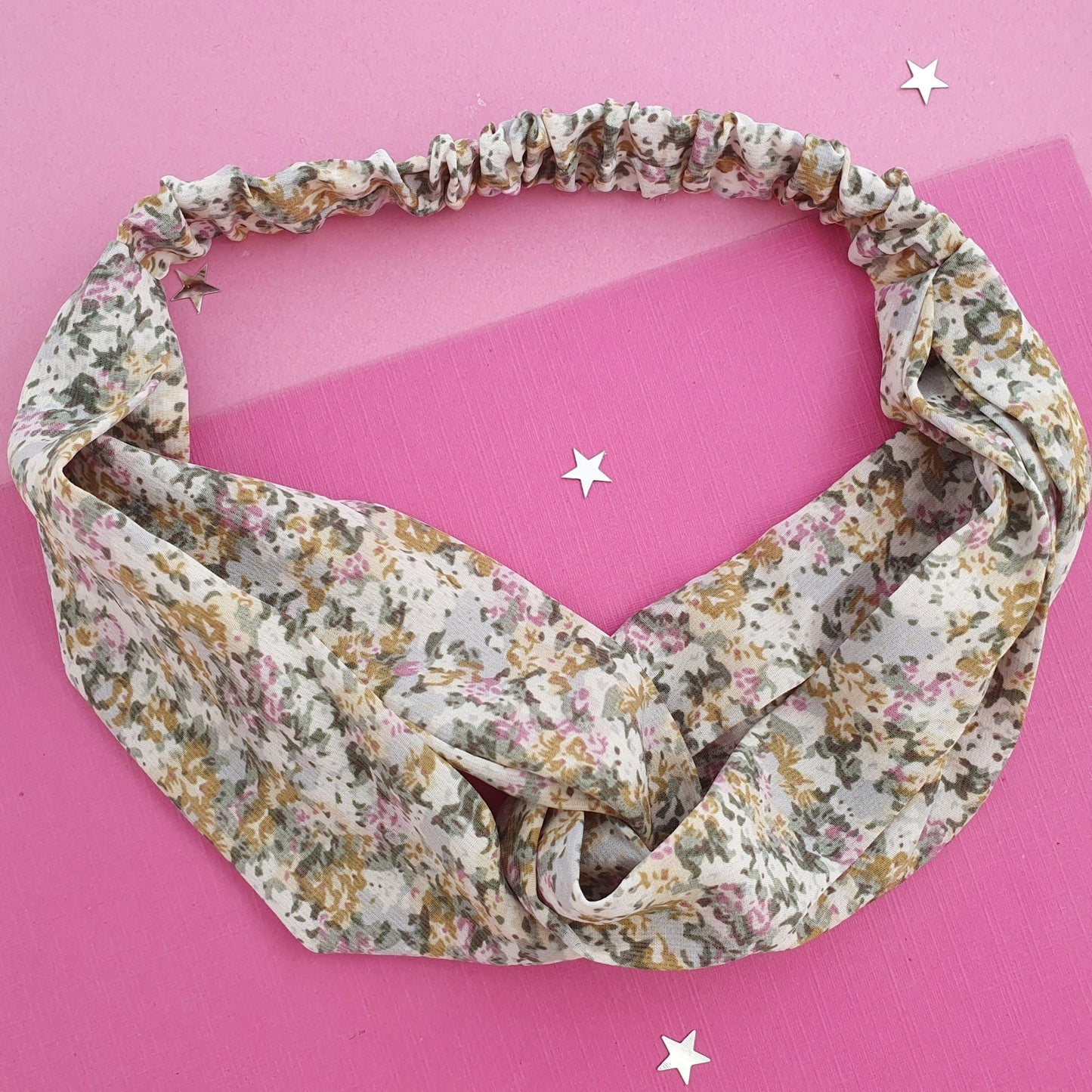 Ditsy Floral Twist Knot Headband ~ Greens