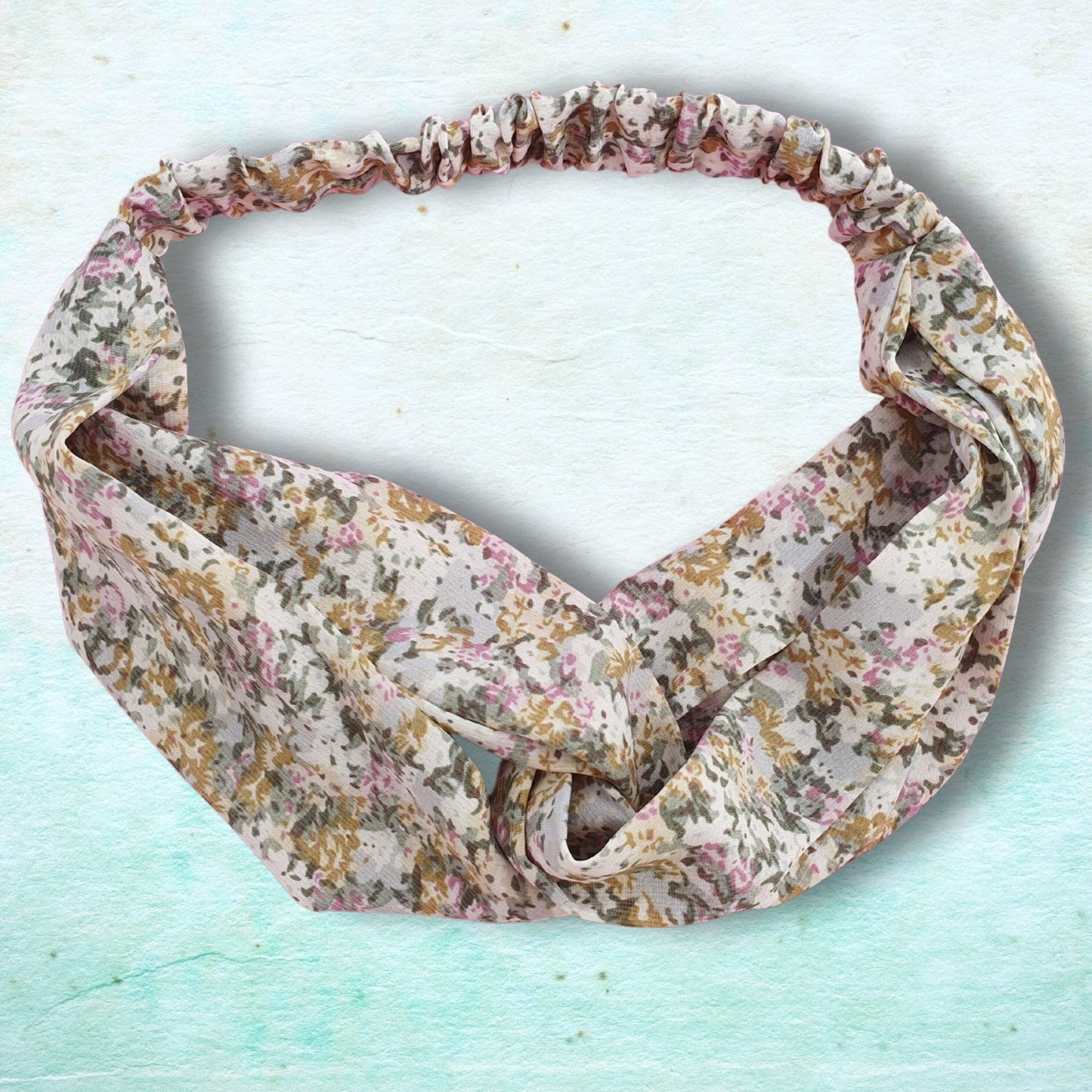 Ditsy Floral Twist Knot Headband ~ Greens