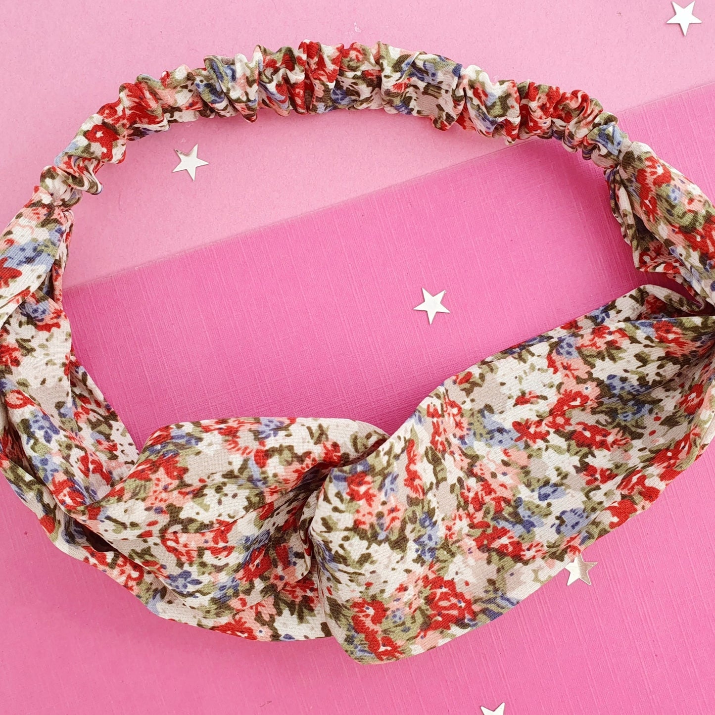 Ditsy Floral Twist Knot Headband ~ Reds