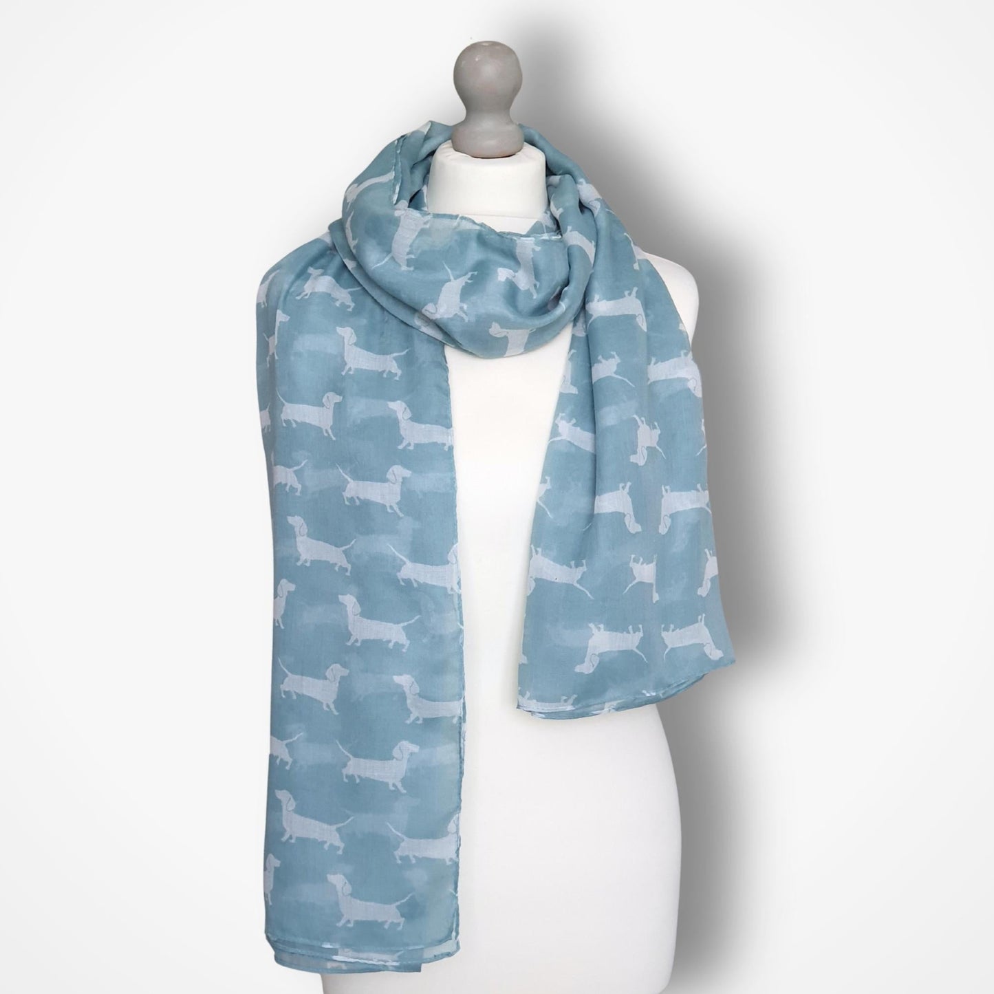 Cute Dachshund Scarf - Duck Egg Blue