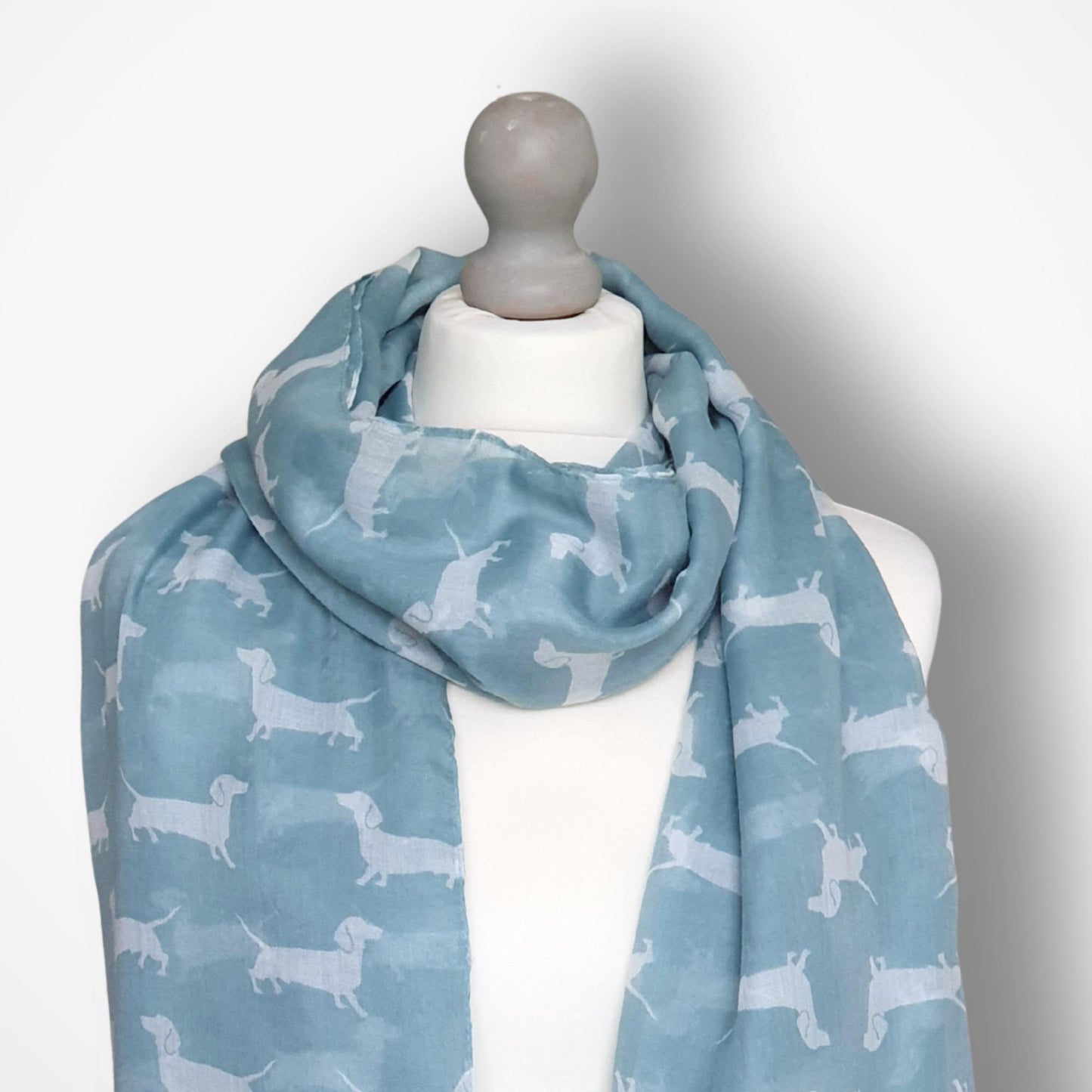 Cute Dachshund Scarf - Duck Egg Blue