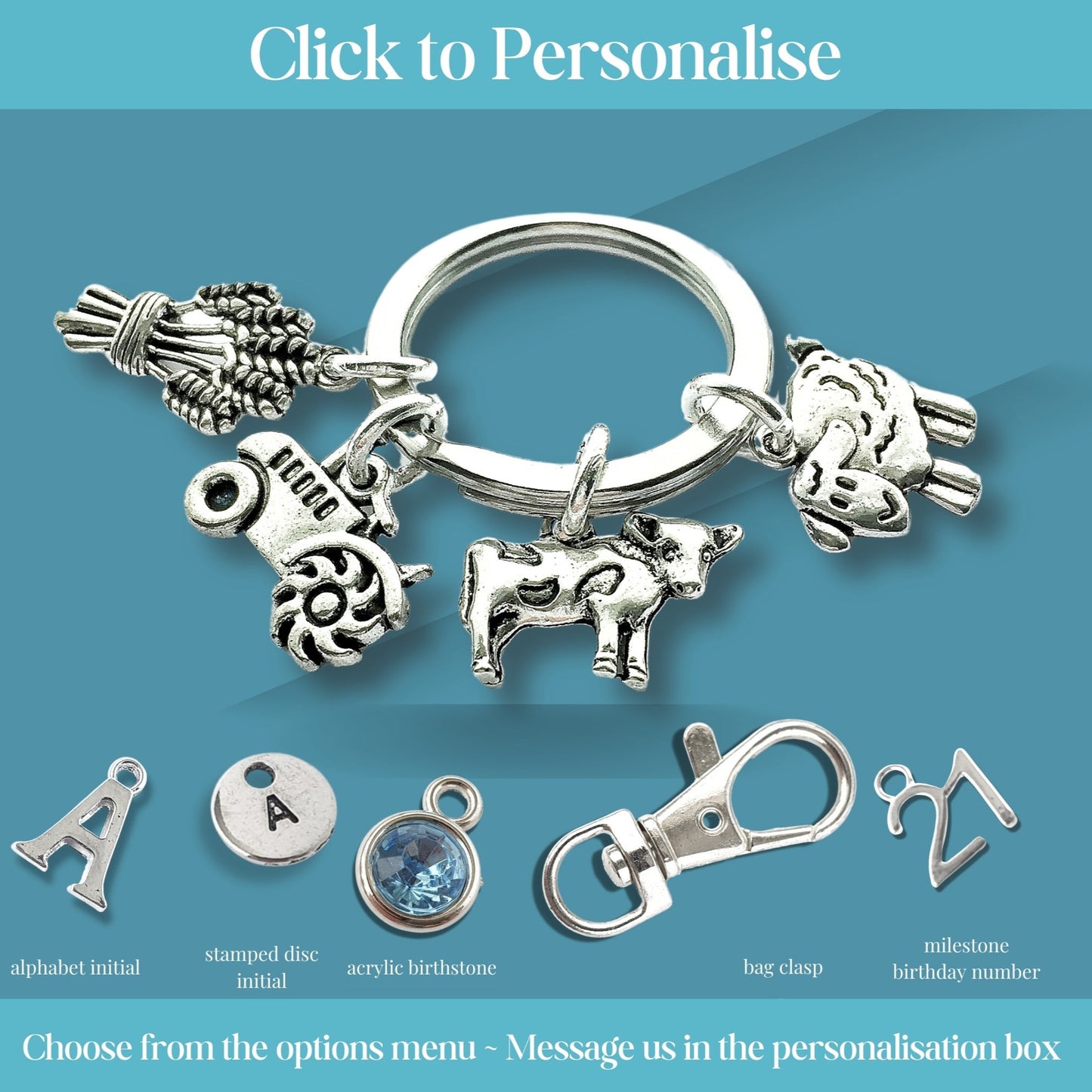 Farmers keyring - Silver