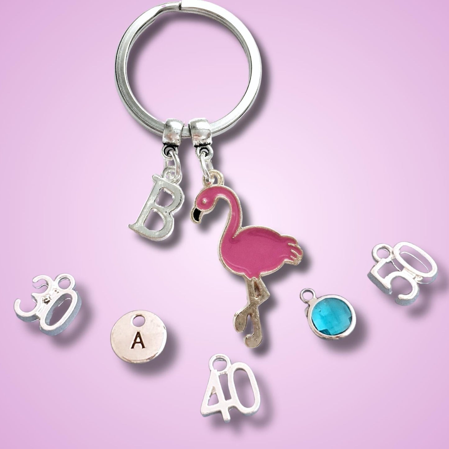 Flamingo Lover Keyring - Silver and Enamel