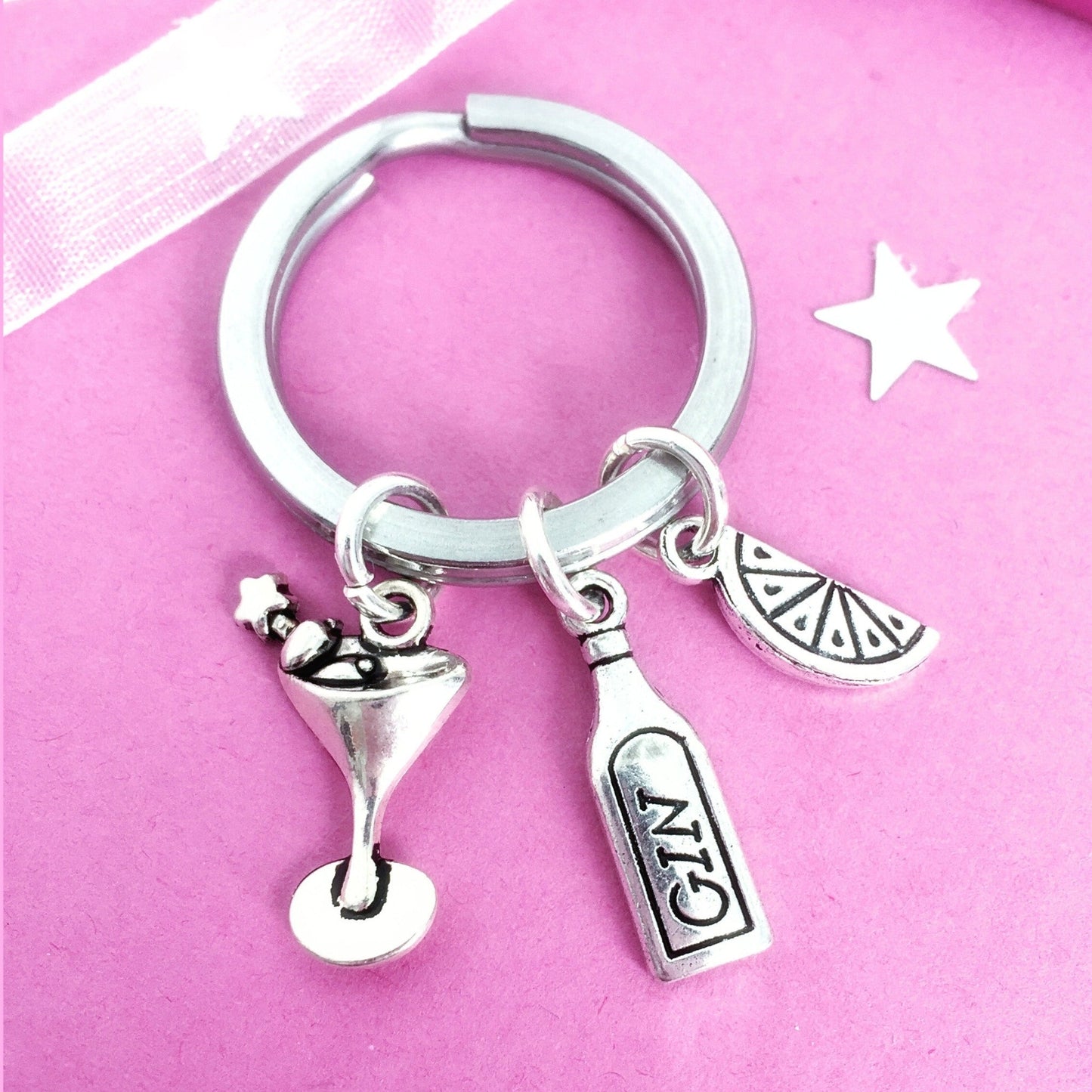 Gin and Tonic Lovers Keyring - Silver