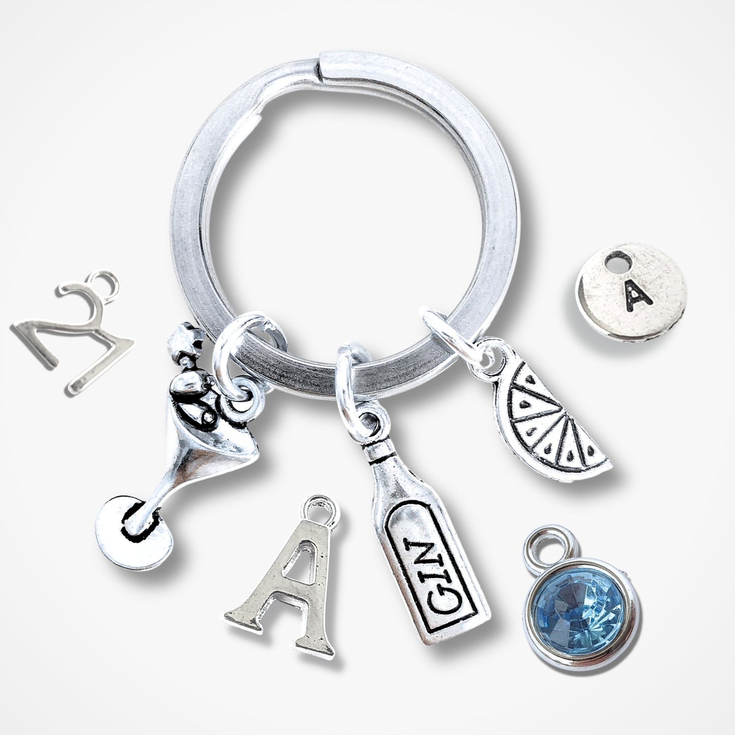 Gin and Tonic Lovers Keyring - Silver