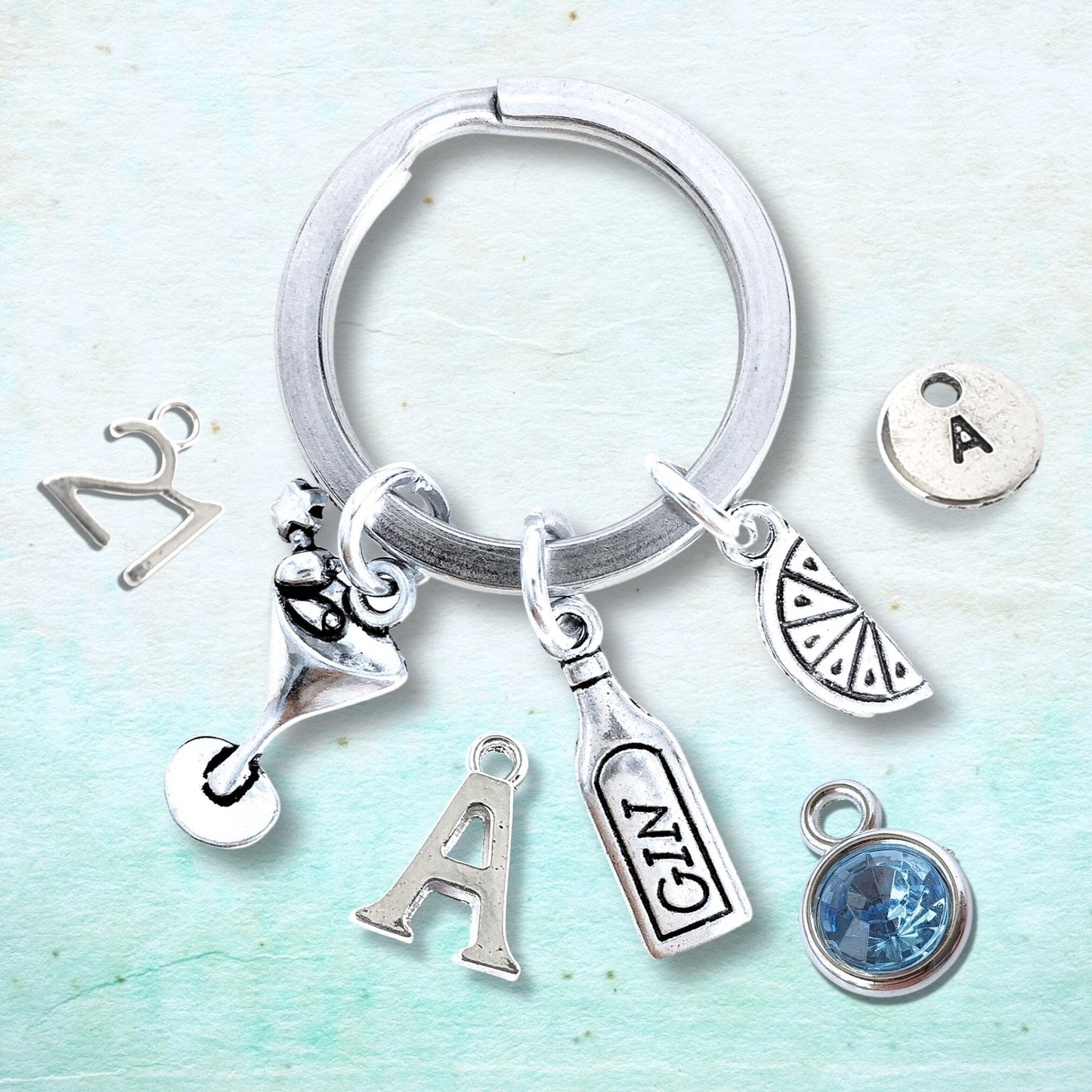Gin and Tonic Lovers Keyring - Silver