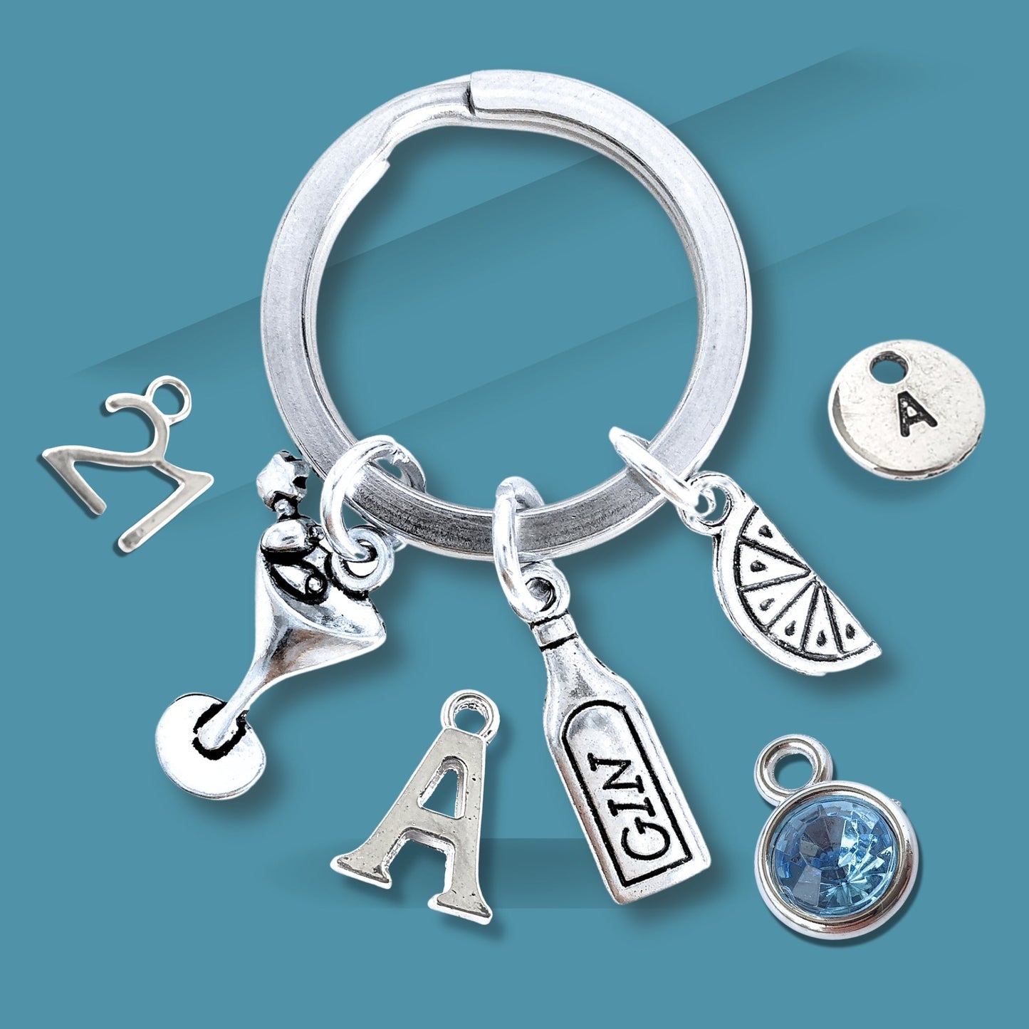 Gin and Tonic Lovers Keyring - Silver