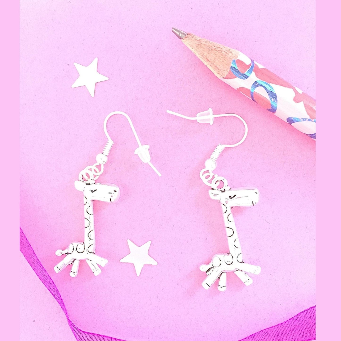 Giraffe Earrings - Silver