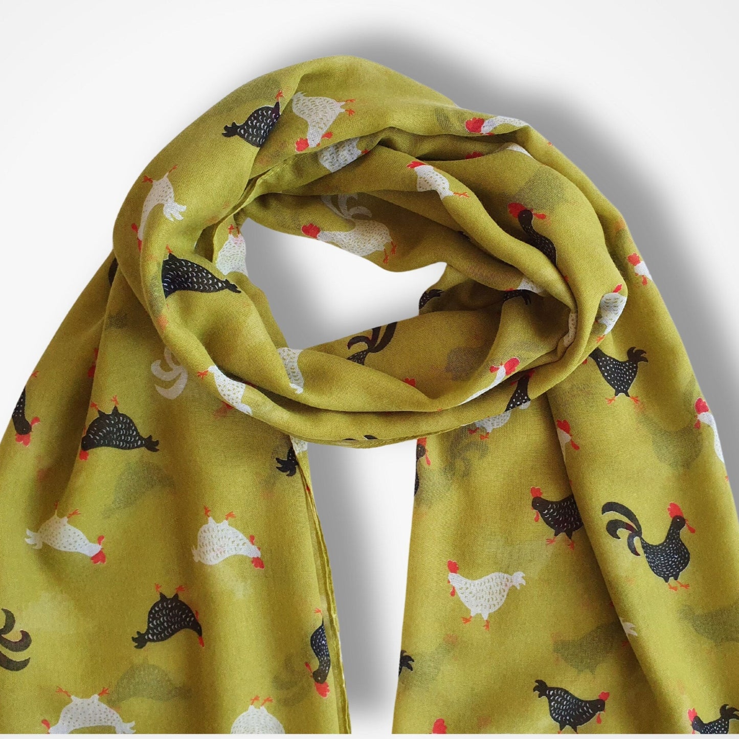 Rooster Print Scarf ~ Green
