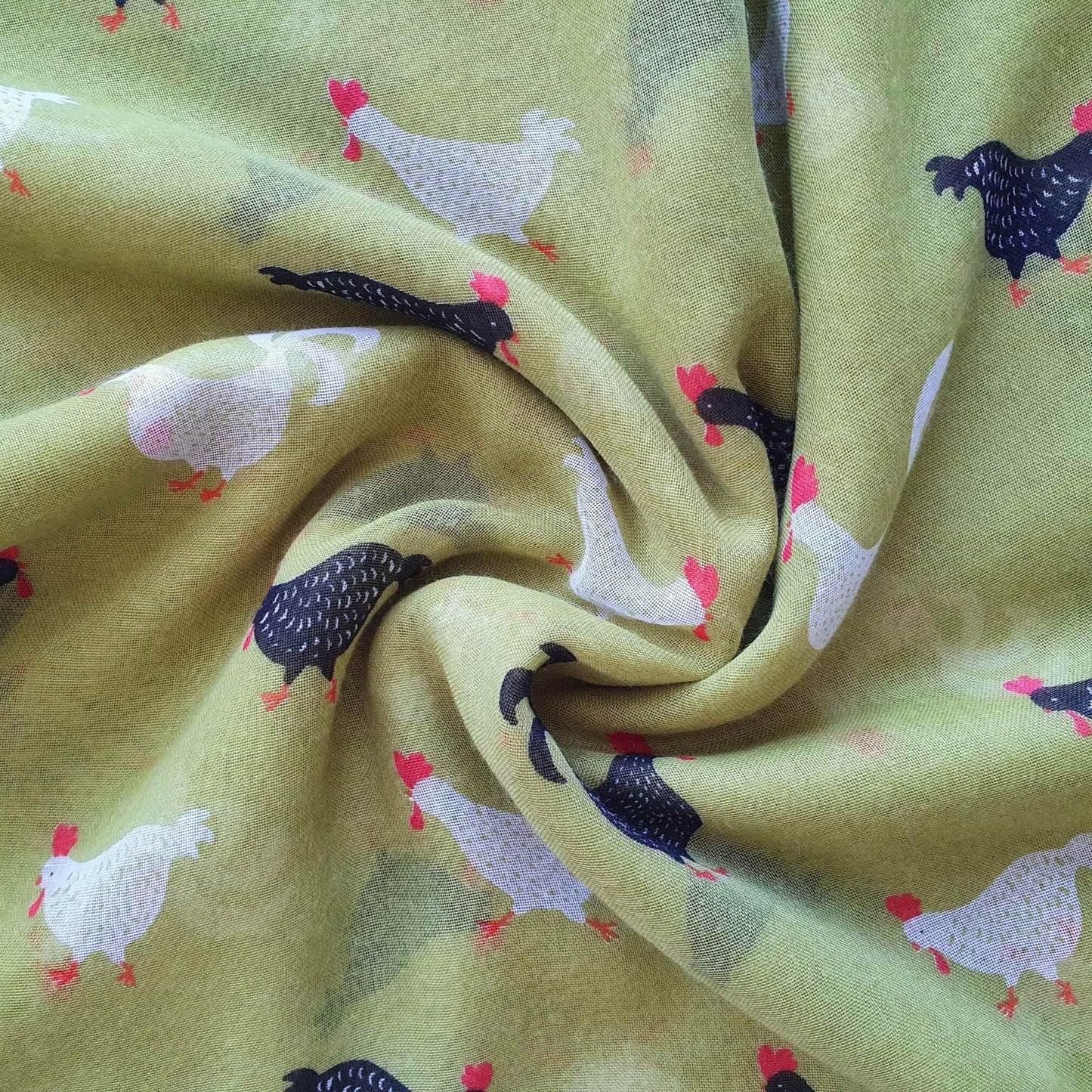 Rooster Print Scarf ~ Green