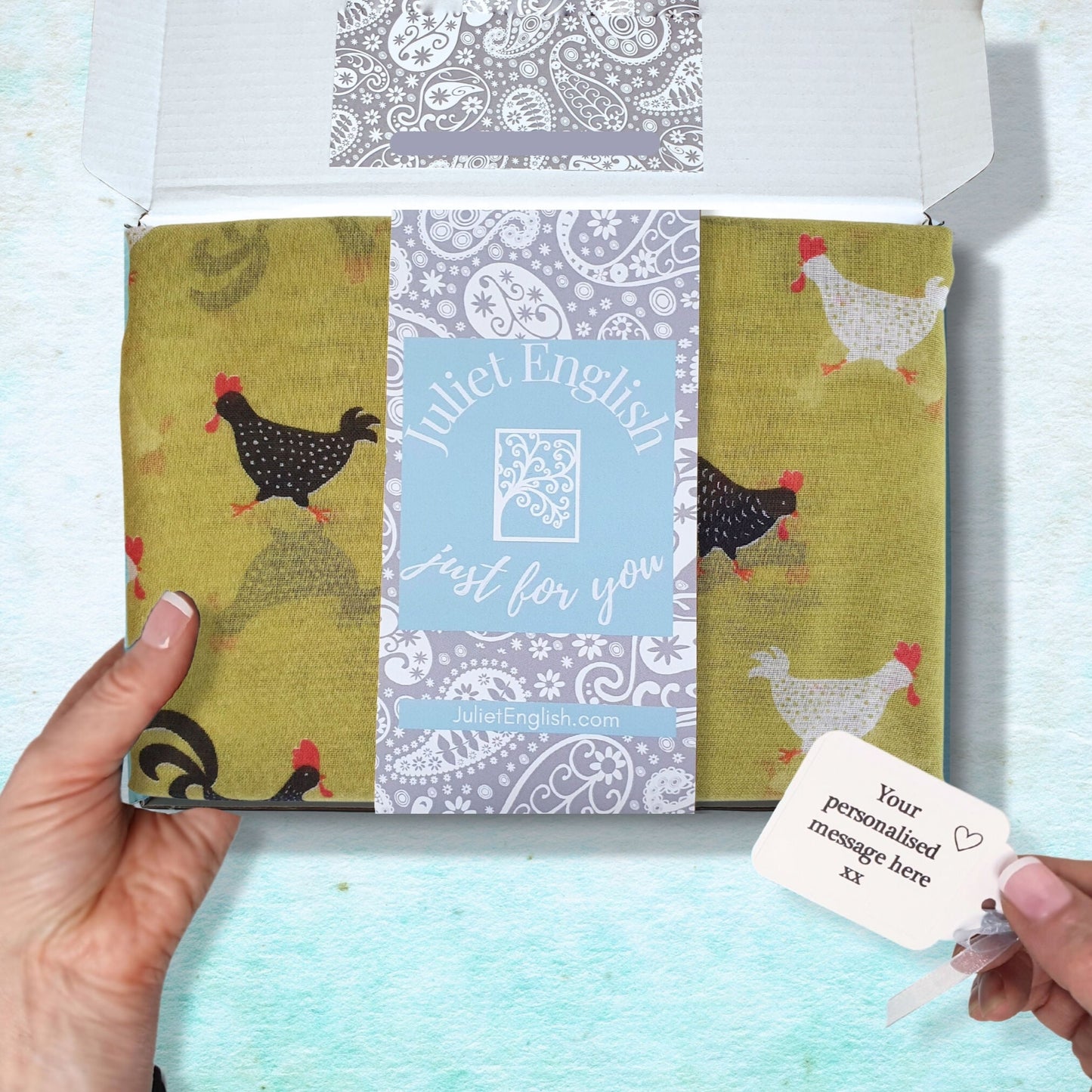 Rooster Print Scarf ~ Green