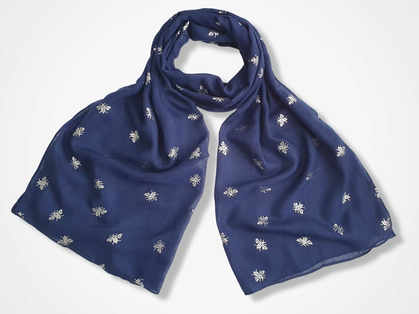 Foil Bee Scarf - Navy & Silver