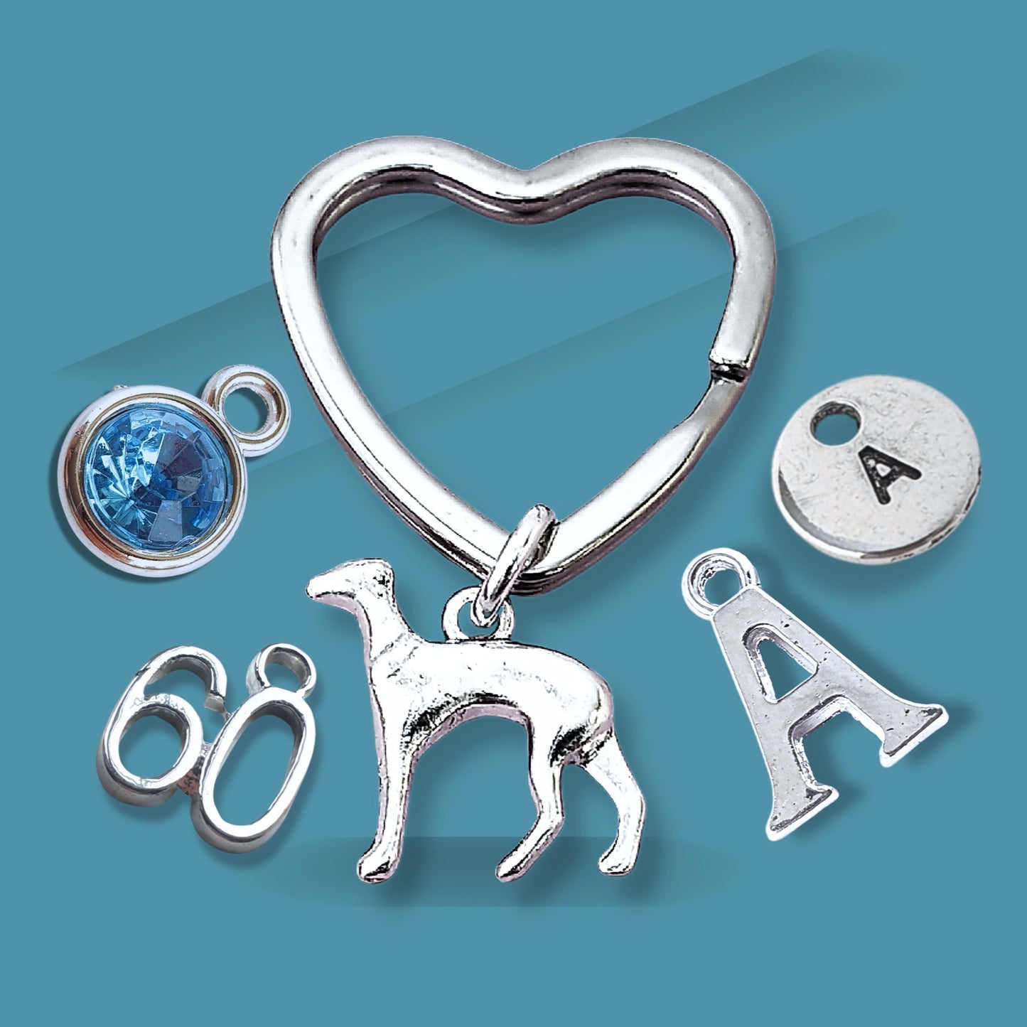Whippet Keyring - Silver