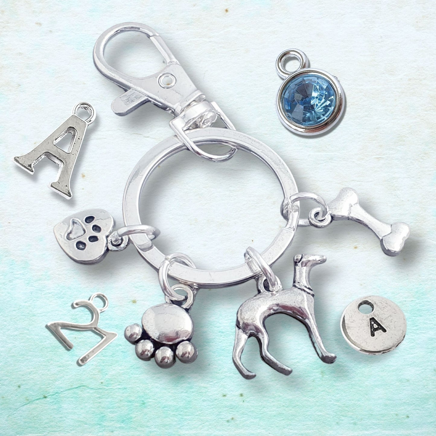 Whippet Keyring - Silver