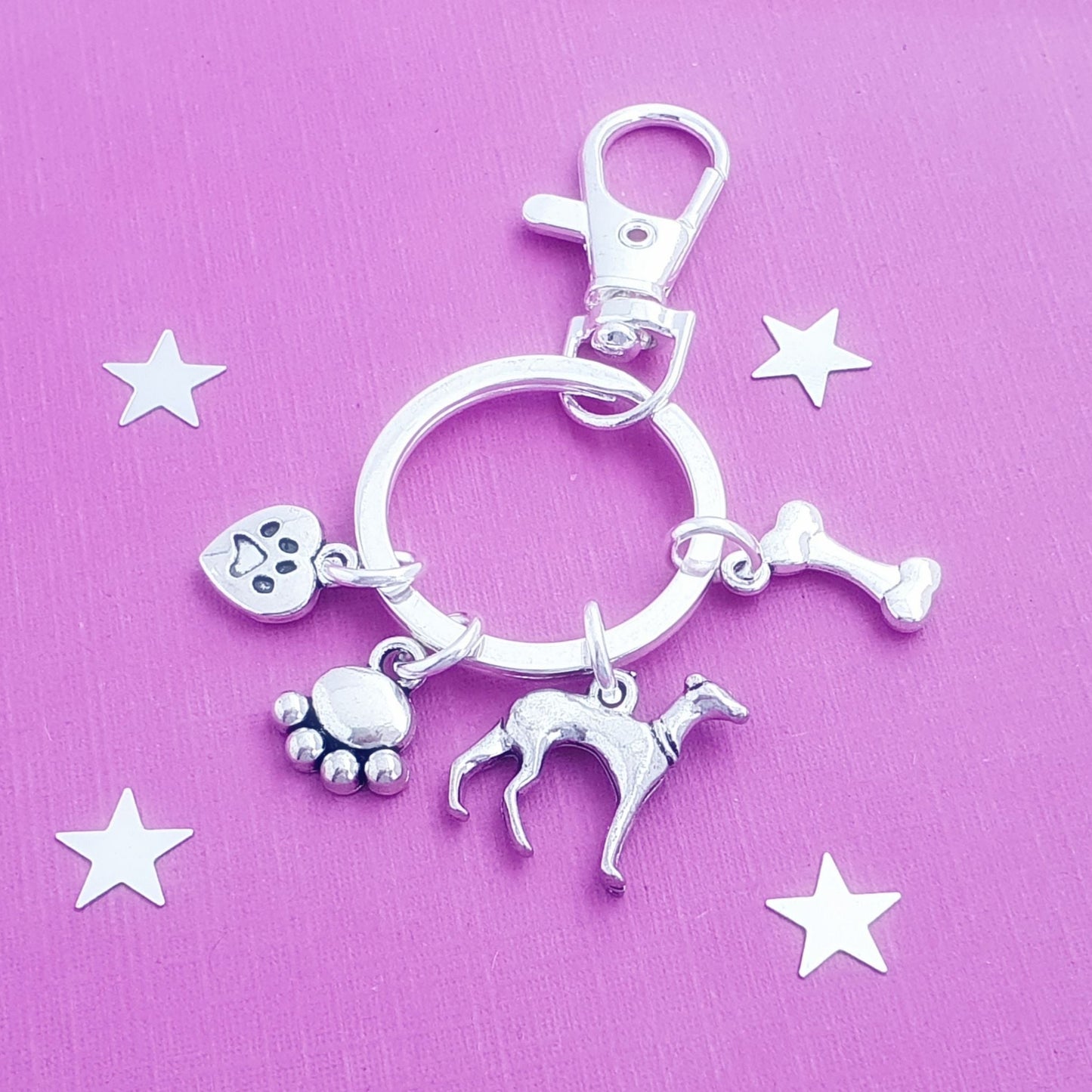 Whippet Keyring - Silver