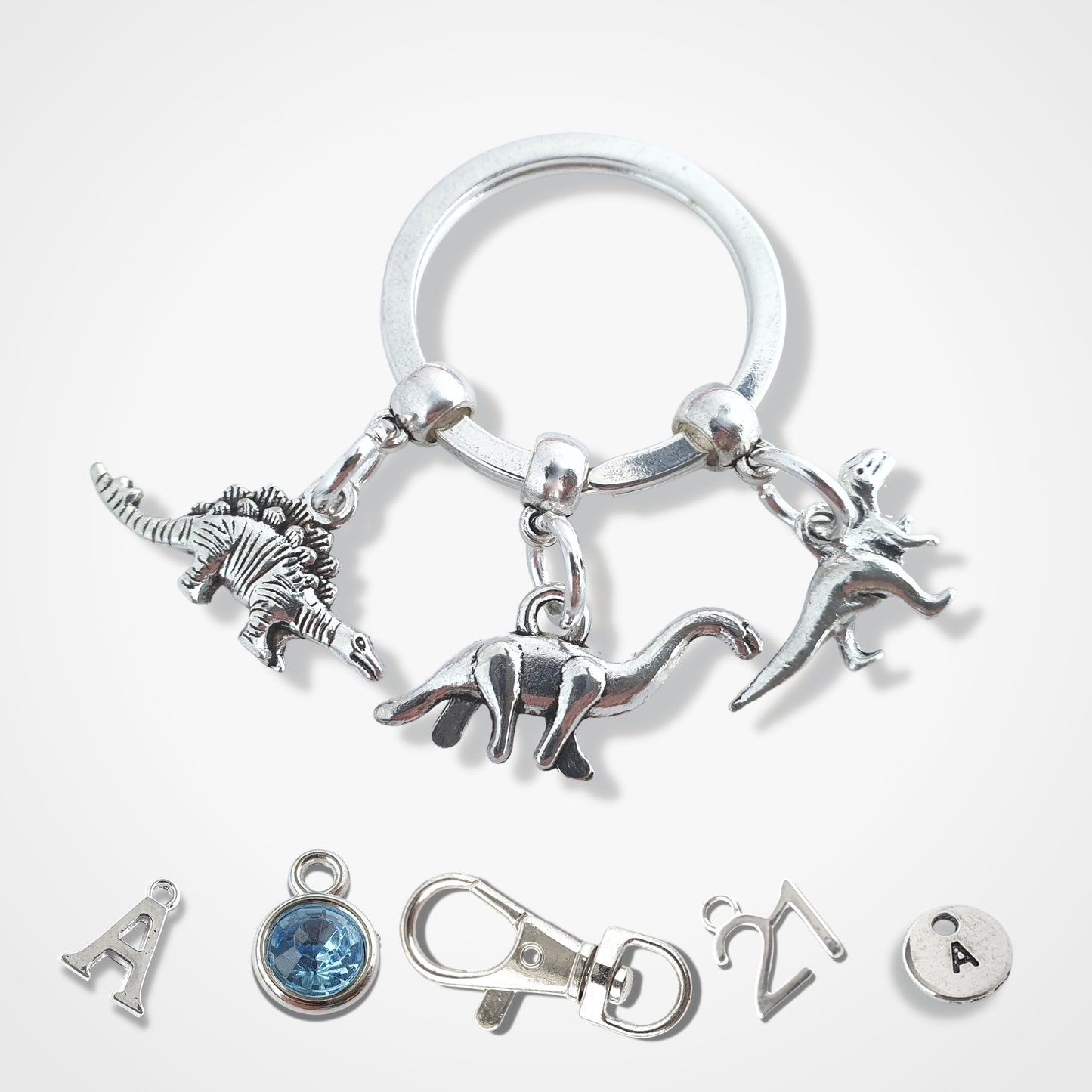 Dinosaur Keyring - Silver