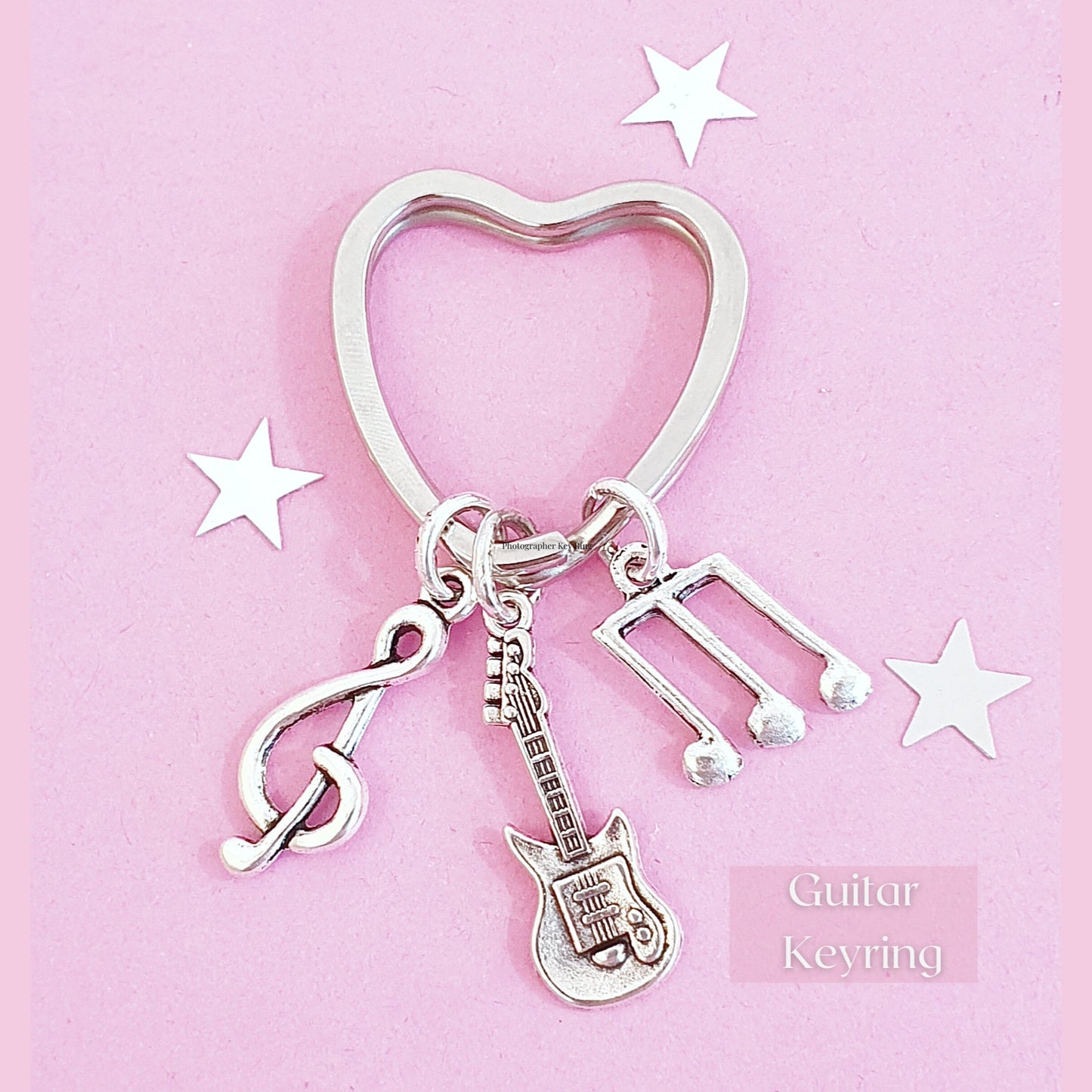 Electric Guitar Keyring - Silver