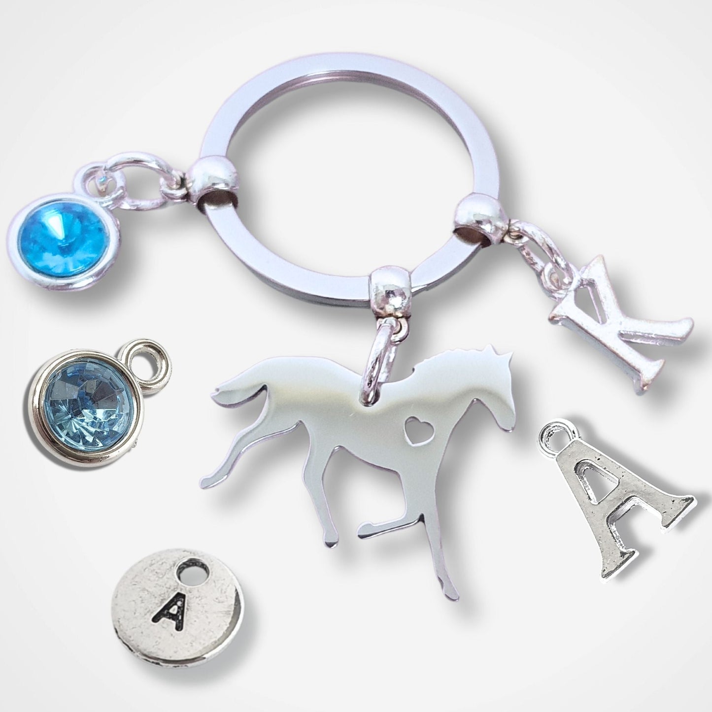 Horse & Heart Keyring - Silver
