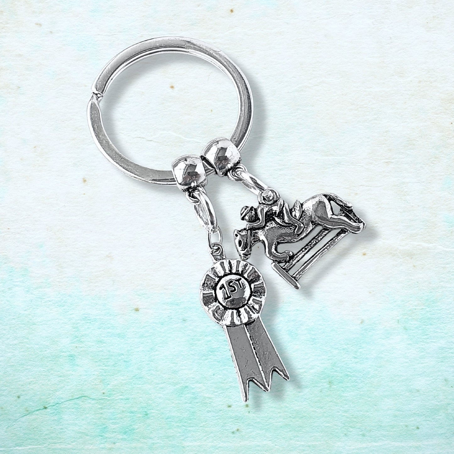 Horse Rider Keyring - Silver