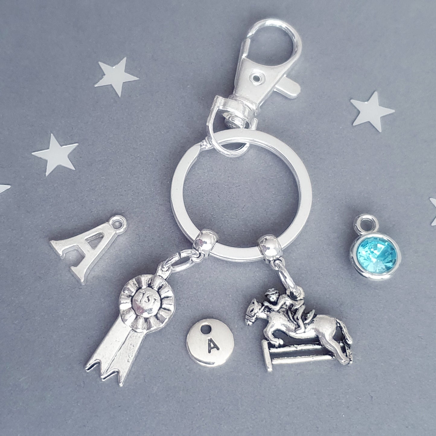 Horse Rider Keyring - Silver