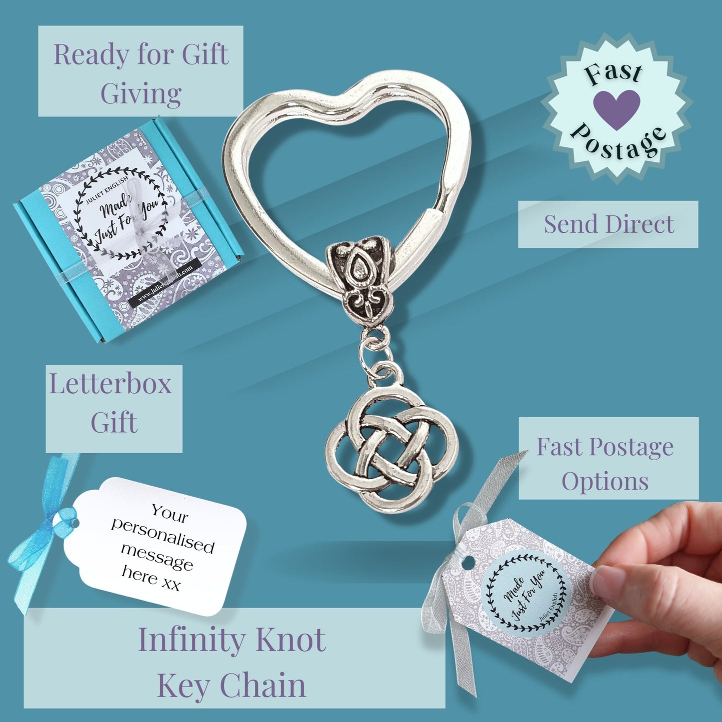 Celtic Infinity Knot Keyring - Silver