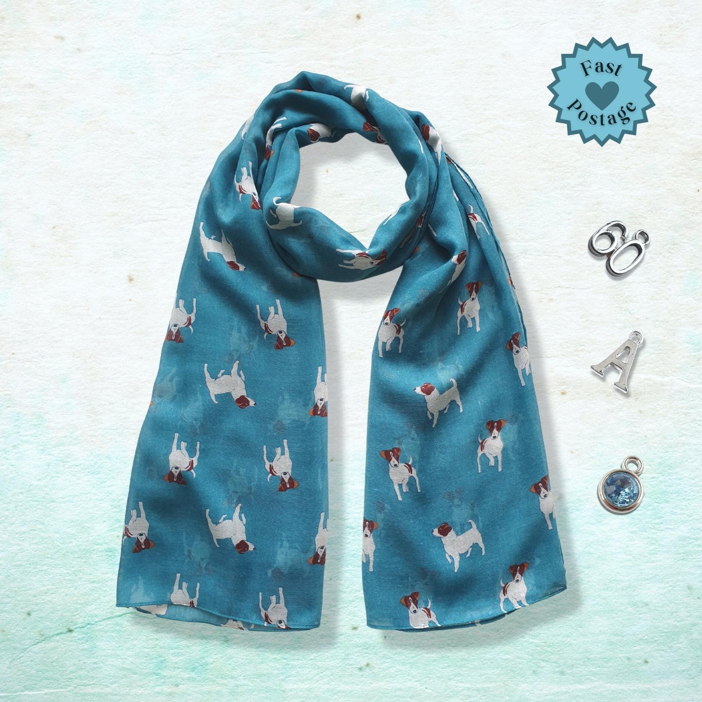 Jack Russell Dog Scarf - Turquoise