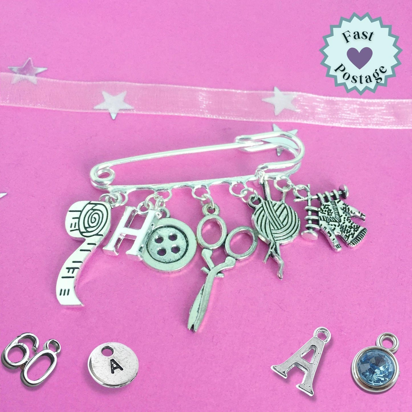 Knitting Brooch - Silver